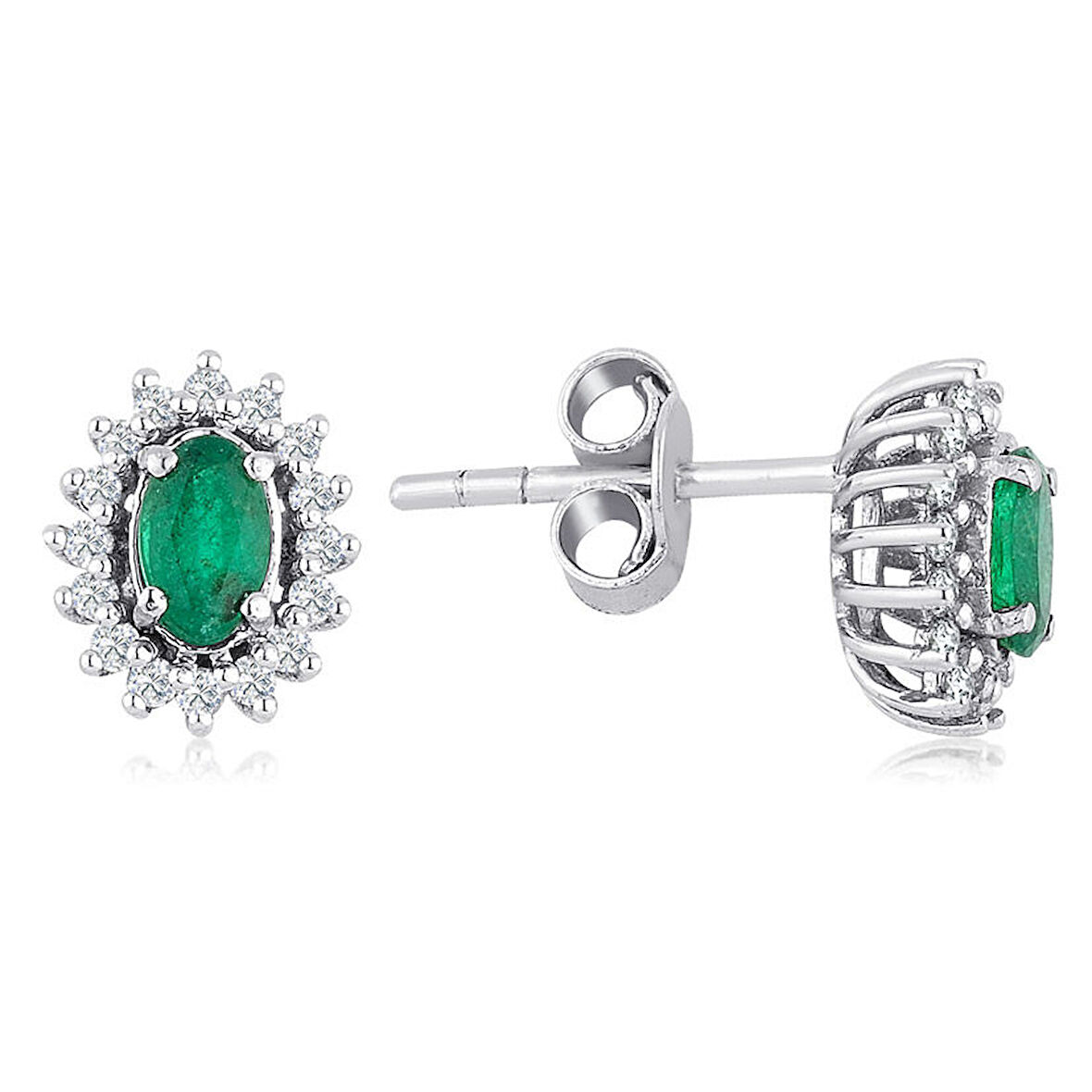 0.67 ct. Pırlanta Zümrüt Küpe