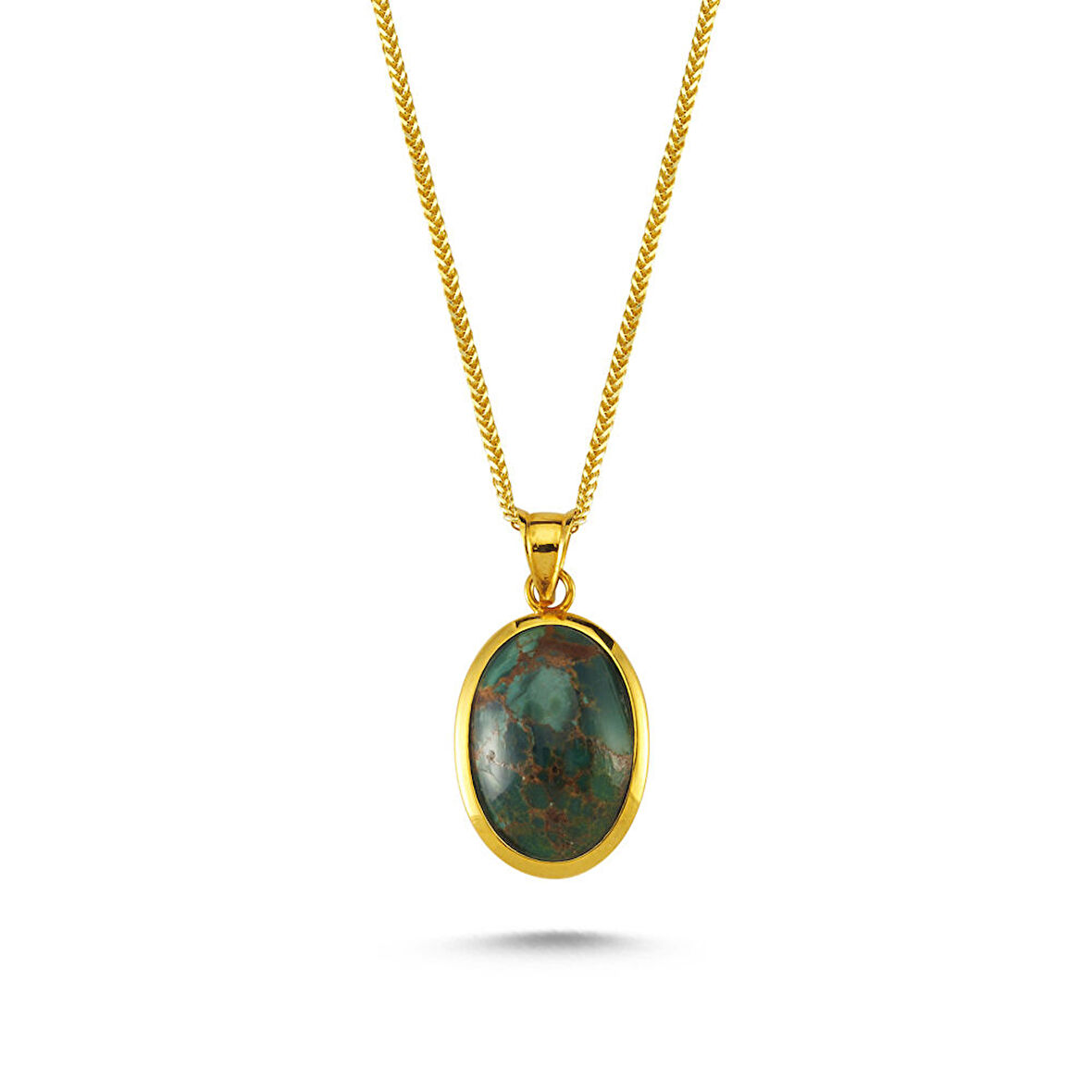 Özel Tasarım Altın Kolye Yeşil Lapis Taşlı 14K Gold