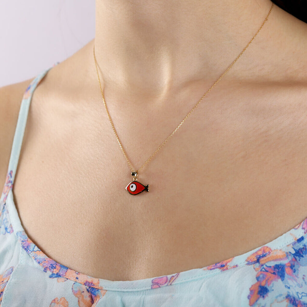 14 Ayar Balık Altın Kolye Mine Tasarım