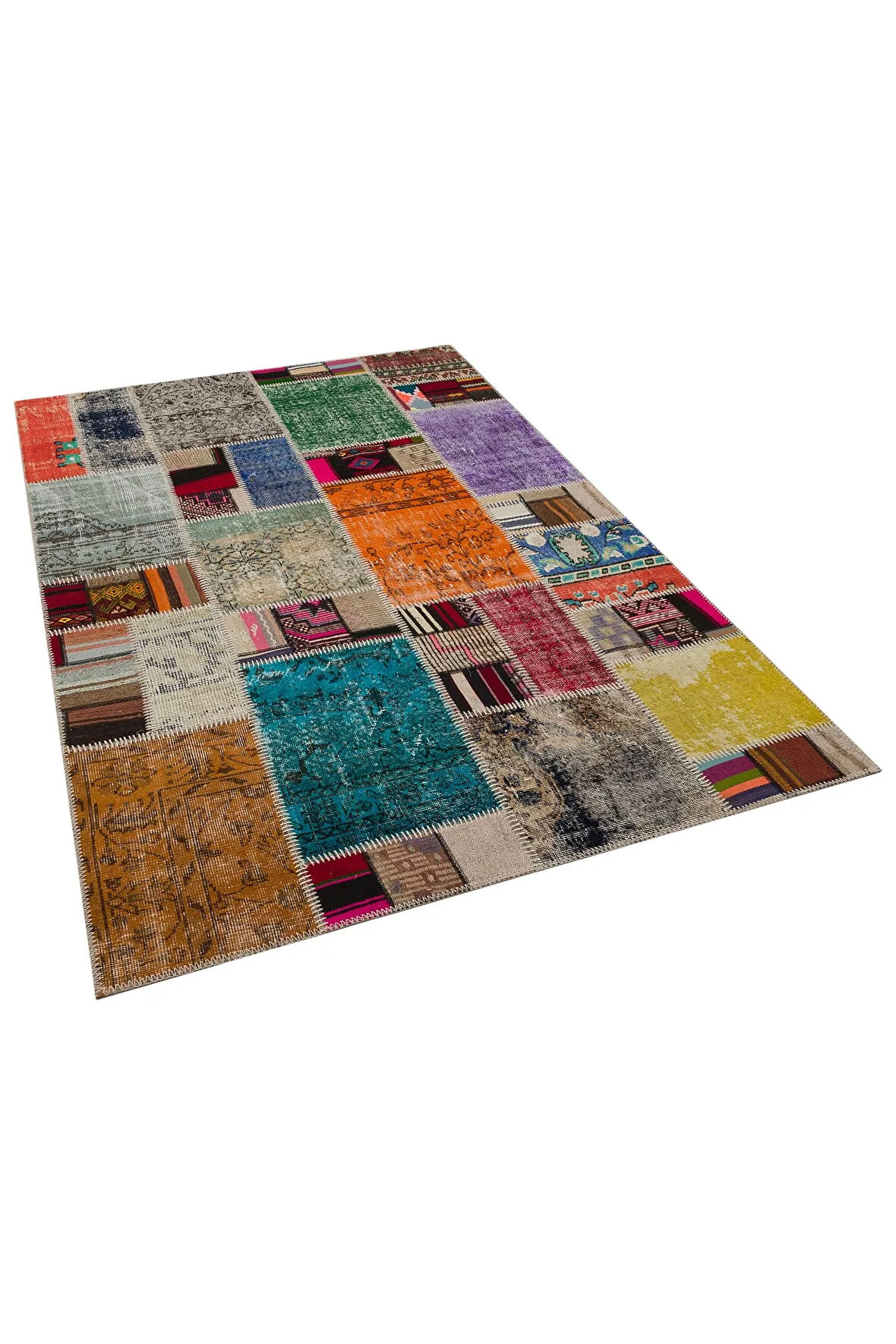 Patchwork El Dokuma Eskitme Halı 6020