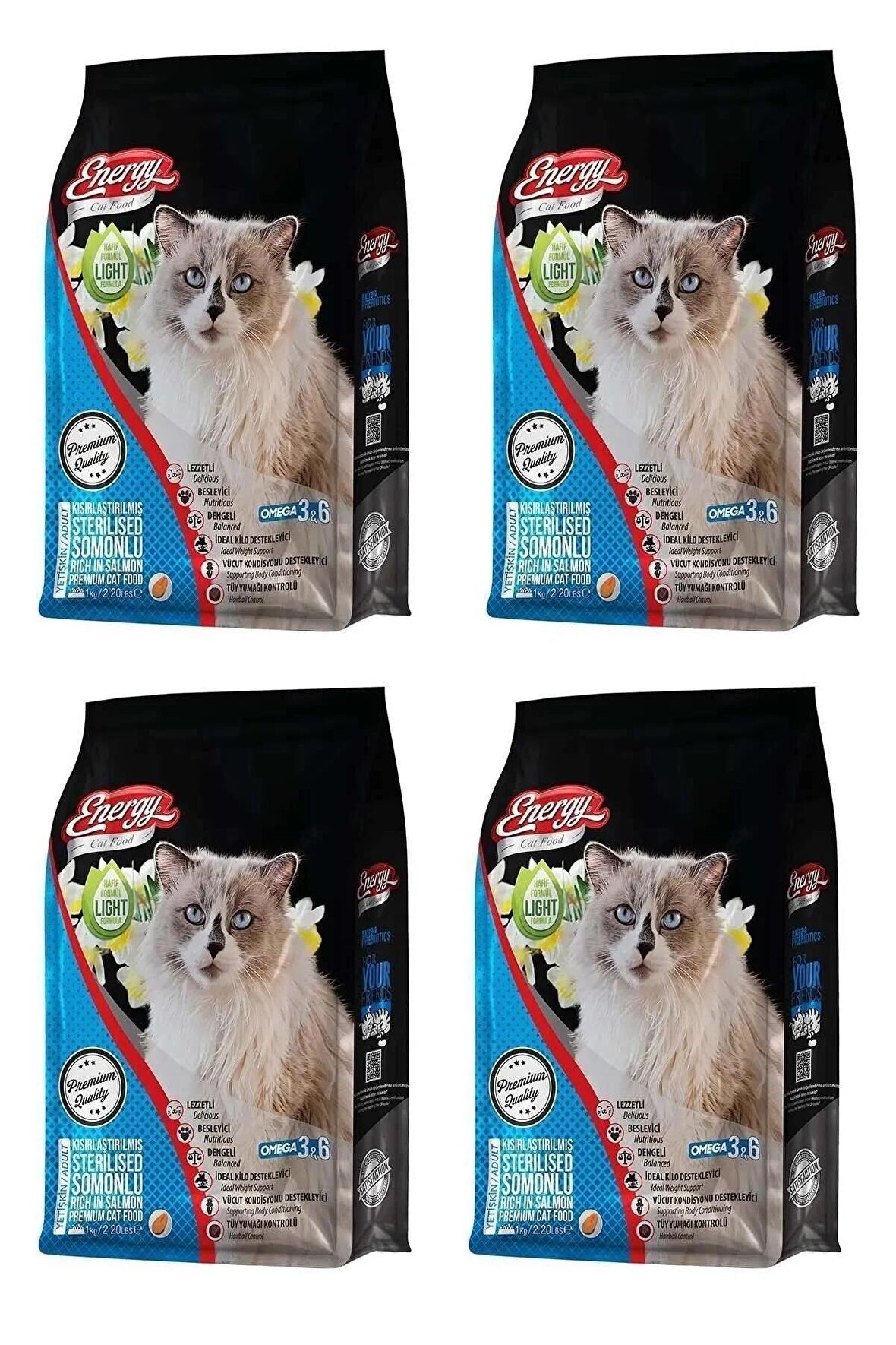 Energy Somonlu Kısırlaştırılmış Kedi Maması 1 Kg - 4 Adet