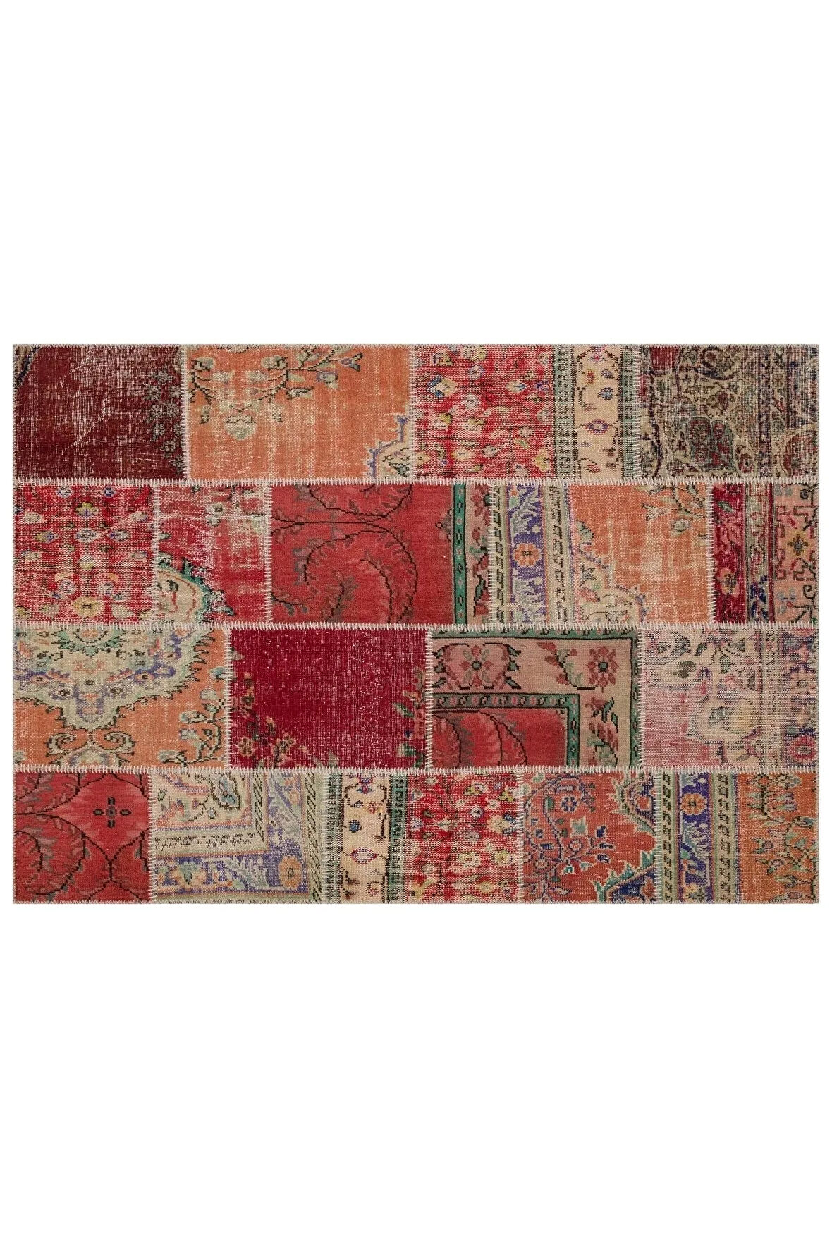 Klasik Modern Patchwork Eskitme El Dokuma Halı
