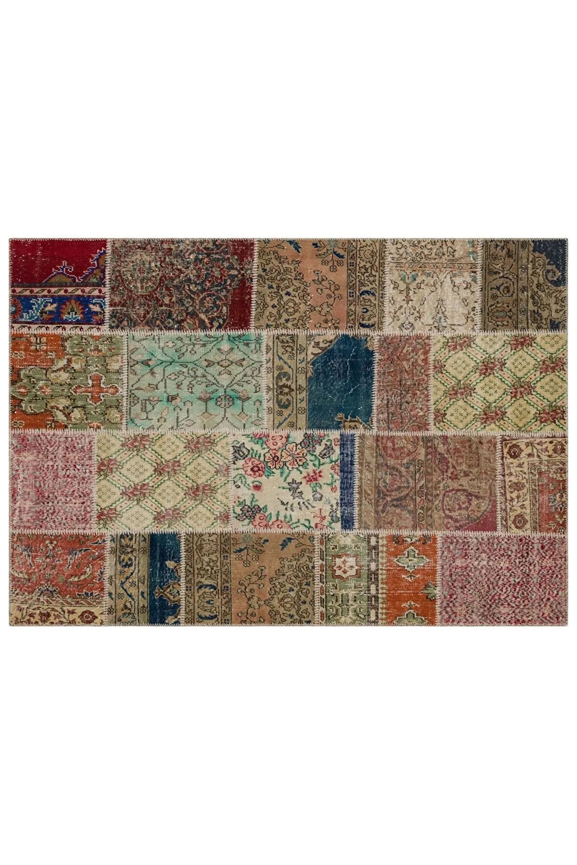 Klasik Modern Patchwork Eskitme El Dokuma Halı