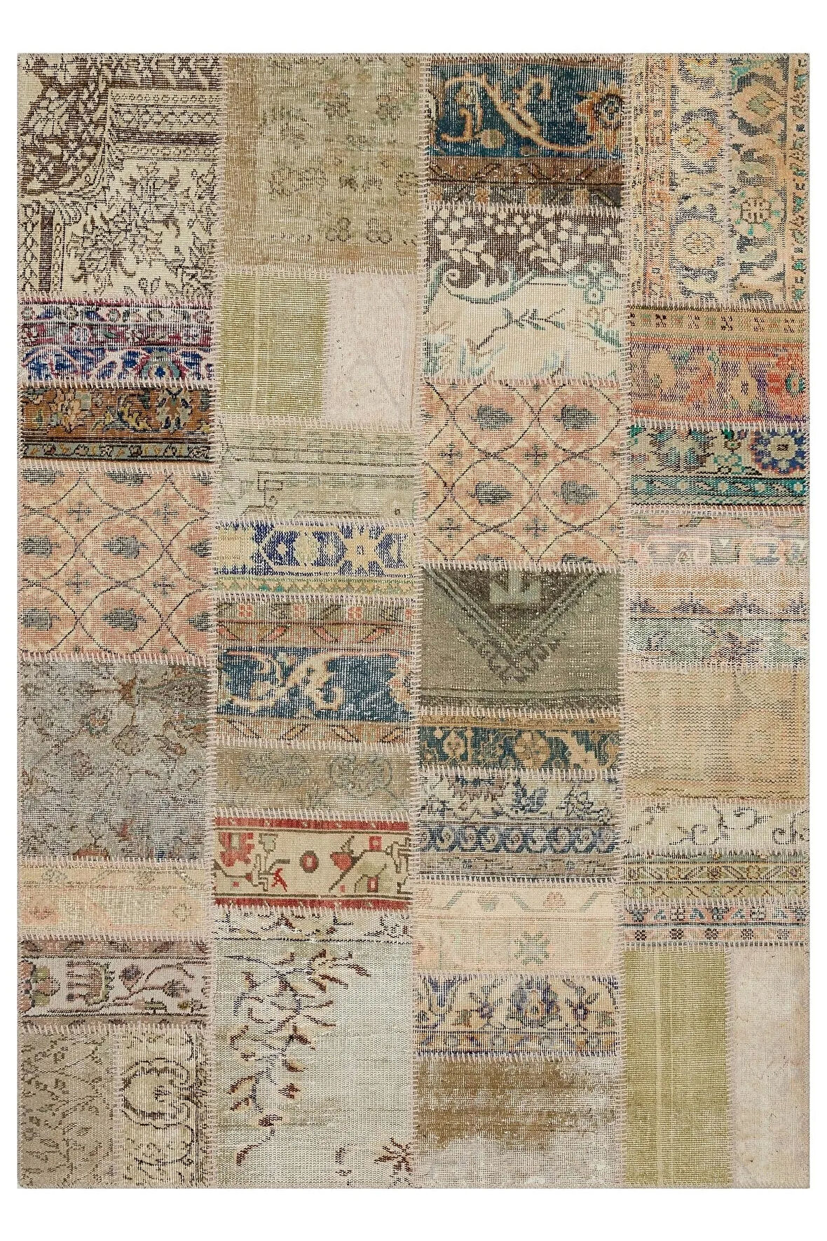 El Yapımı Tığ Işi Patchwork Halı 160x230 Cm - 6295