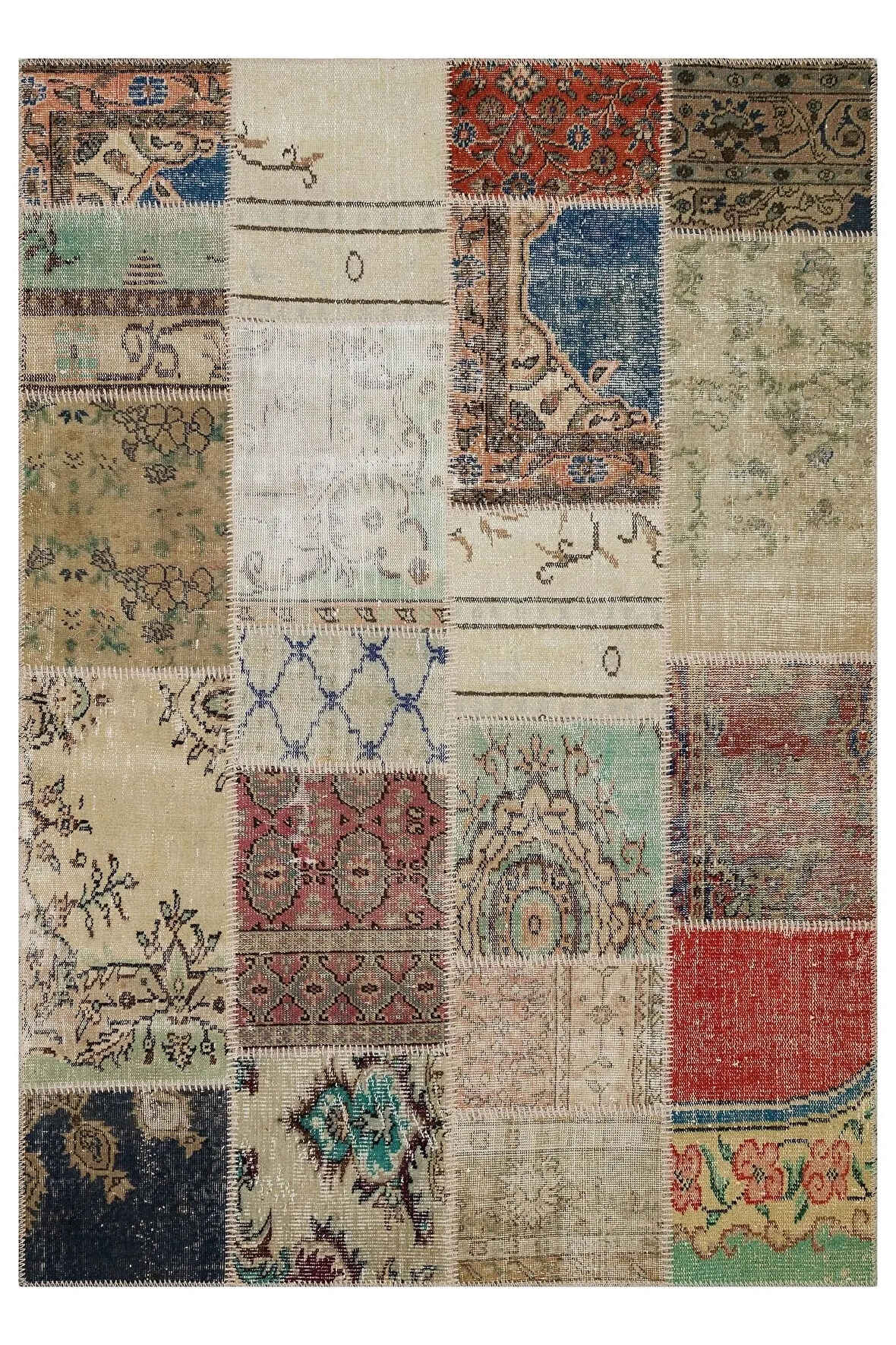 El Yapımı Boncuklu Patchwork Halı 160x230 Cm - 6296