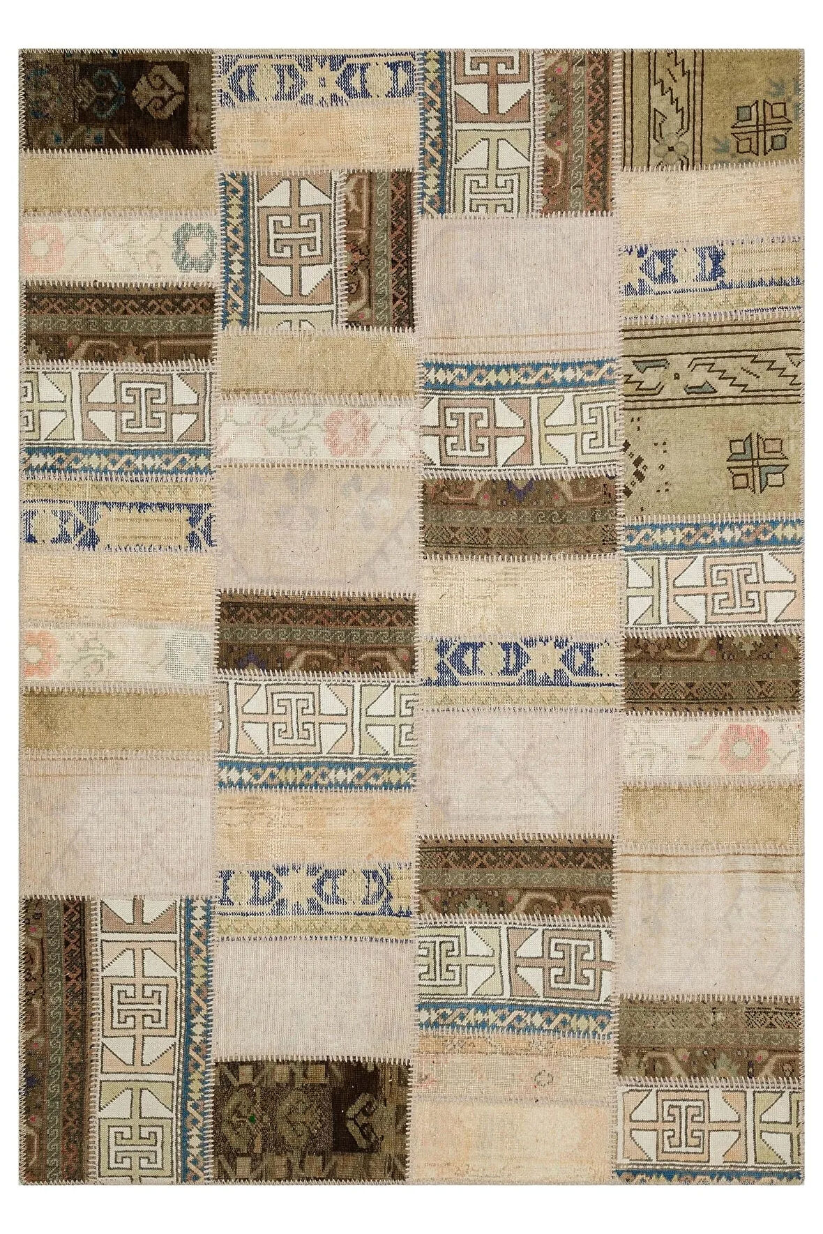 Eşsiz Uyumlu Renklerle Dokunan Patchwork Halı 230x160 Cm 6343