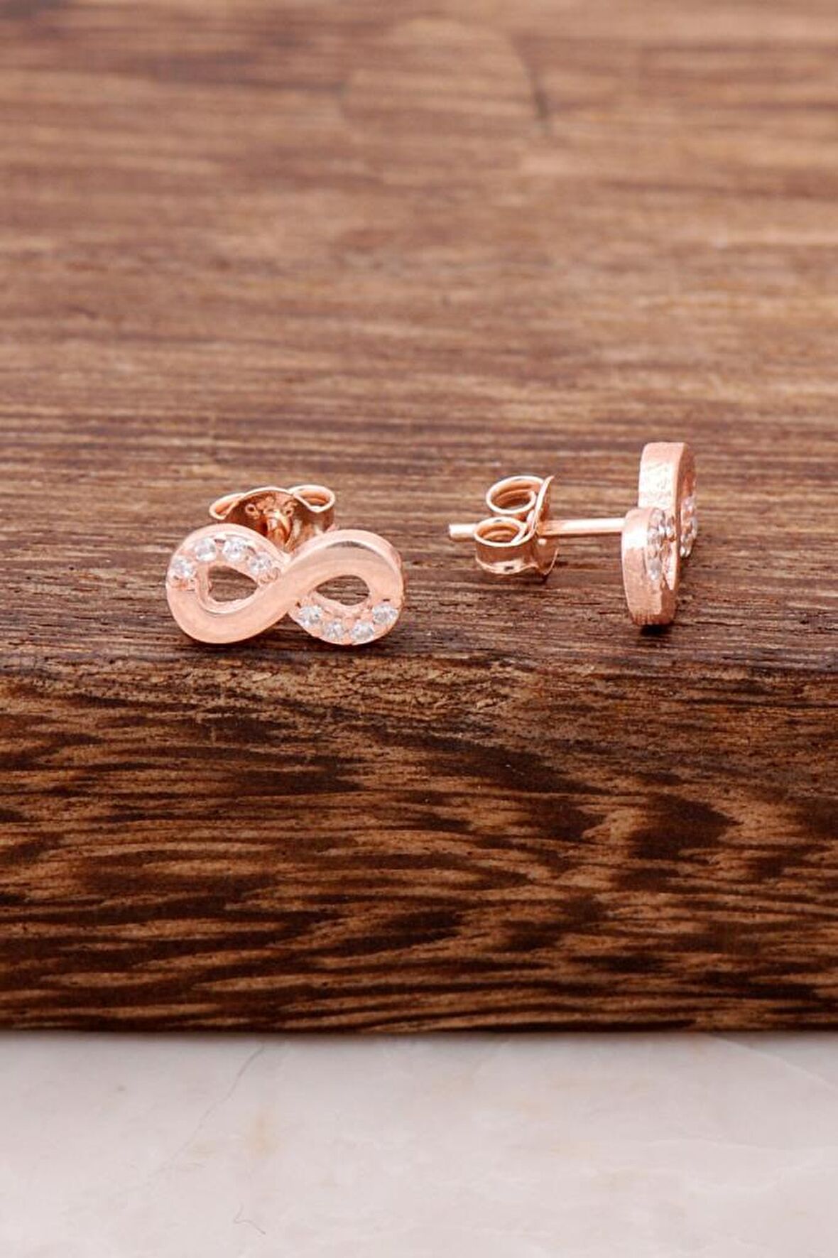 Sonsuzluk Tasarım Rose Gümüş Küpe 3756