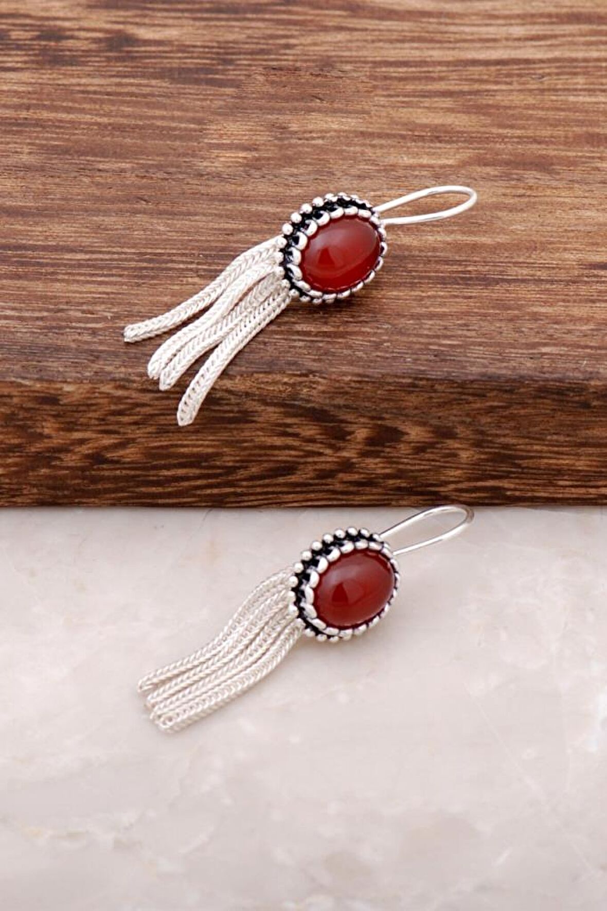 Midyat Hasırı Elişi Gümüş Tasarım Küpe 2624