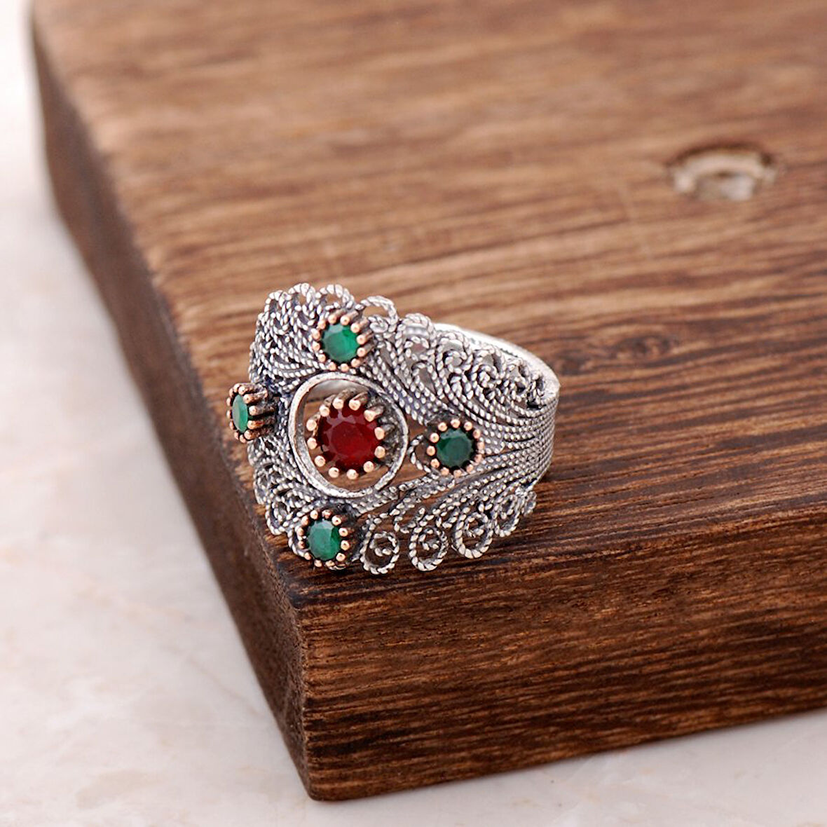 Telkari İşlemeli Gümüş Yüzük 2513