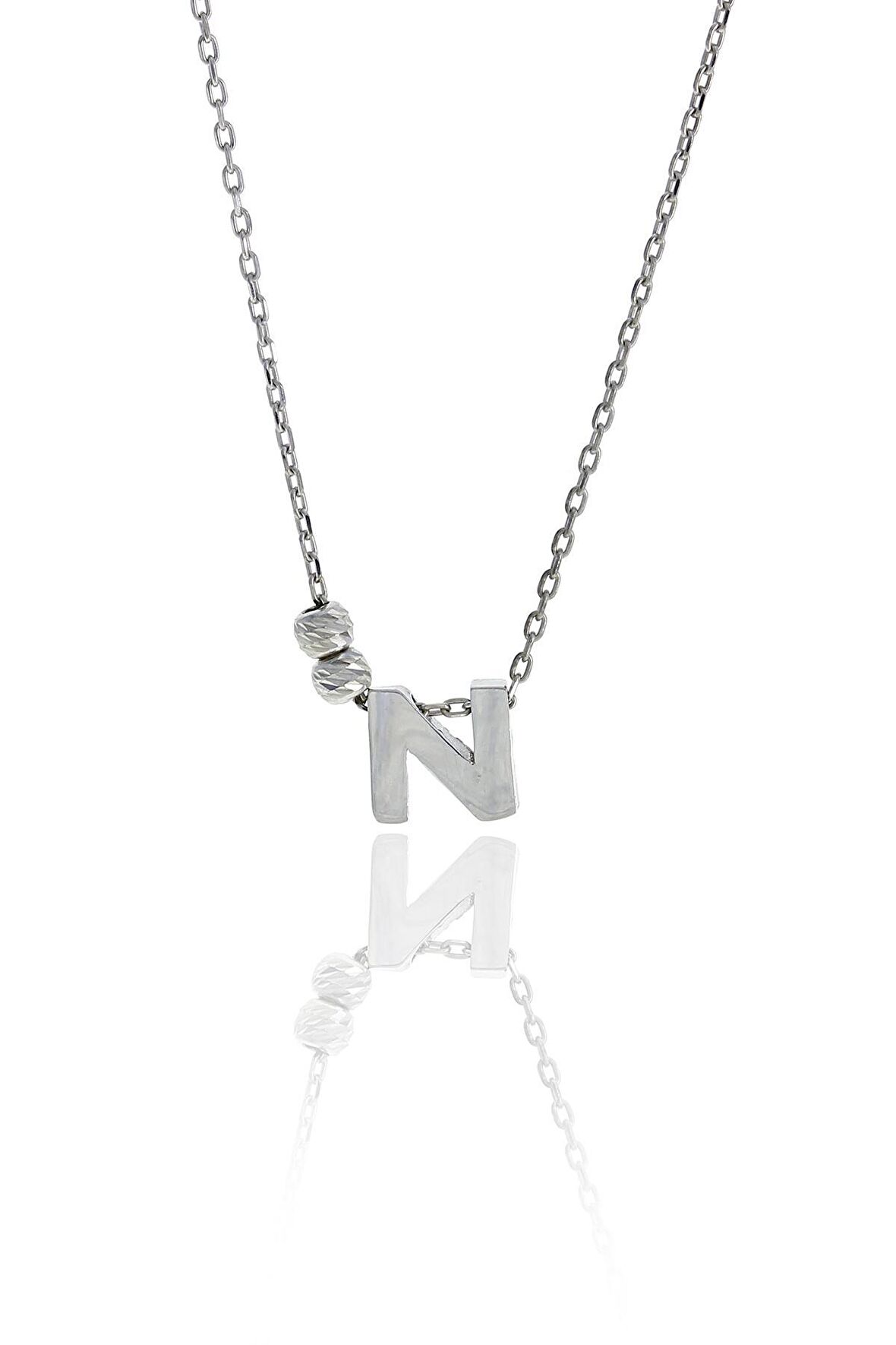 N Harfli Tasarım Gümüş Kolye 3825