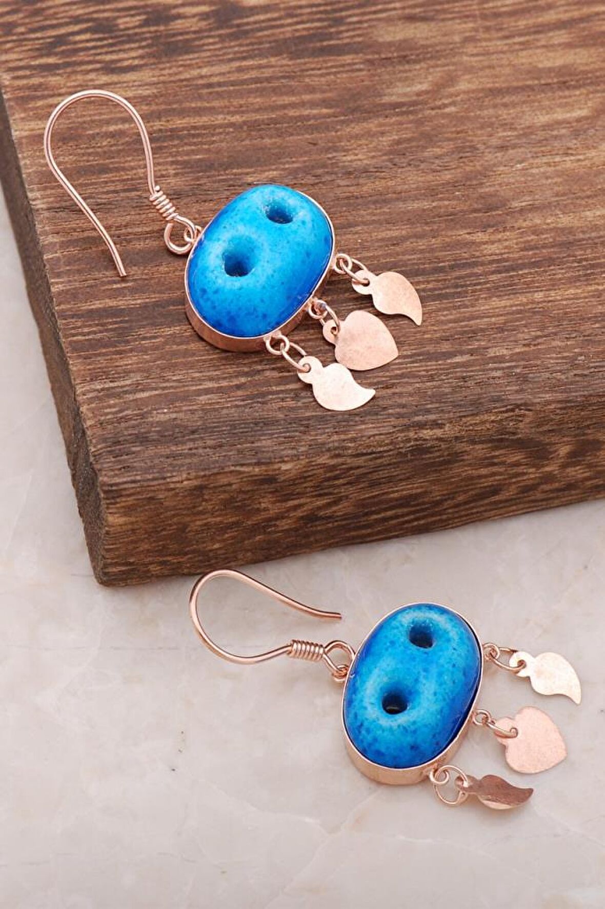 Süryani Nazar Boncuğu Rose Gümüş Küpe 1907