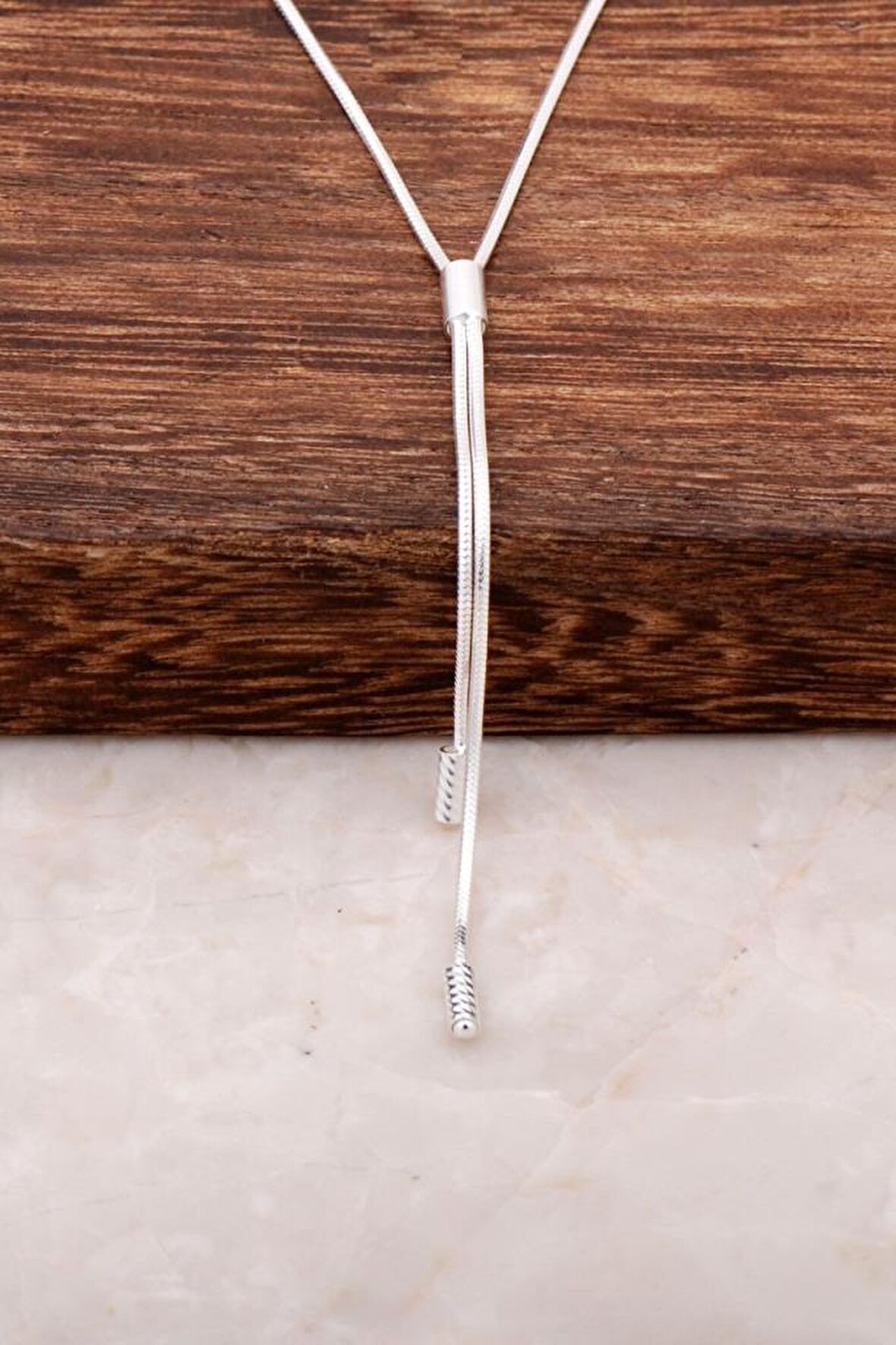 Trend Rodyumlu Gümüş Kolye 1256