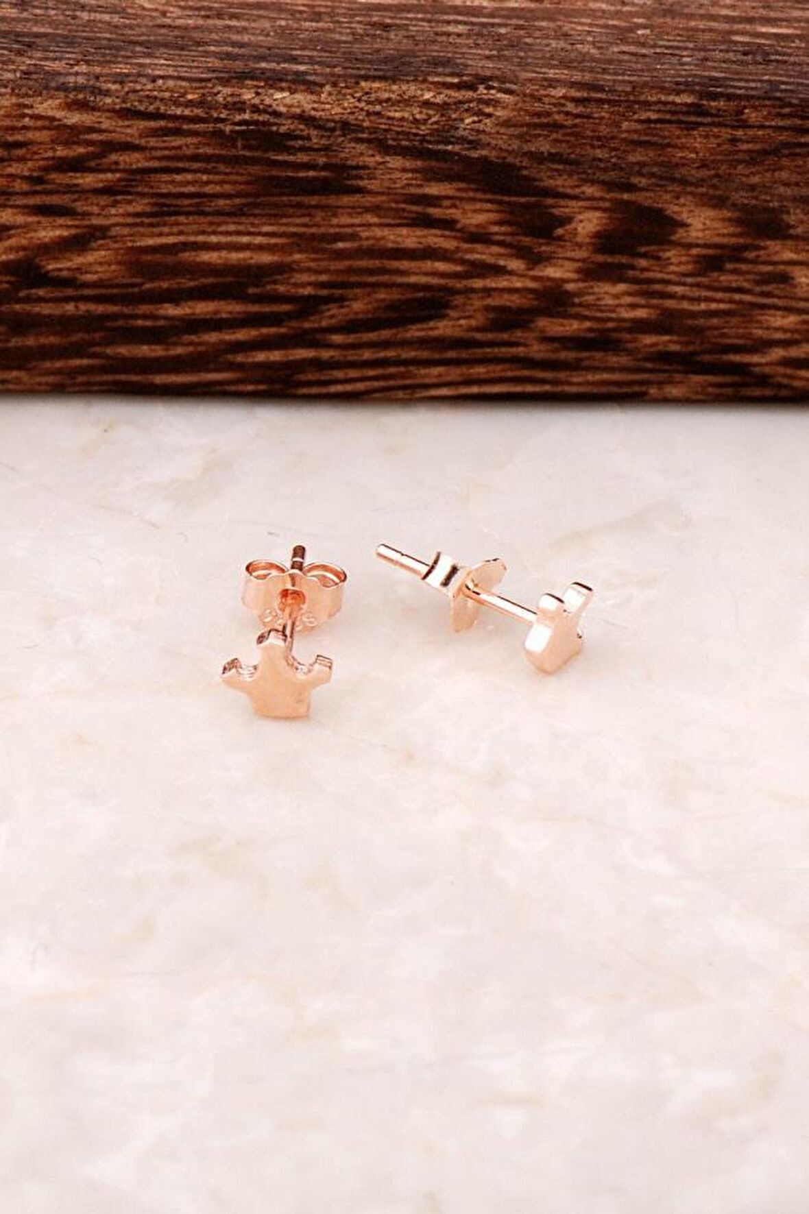 Kraliçe Tacı Rose Gümüş Mini Küpe 4344