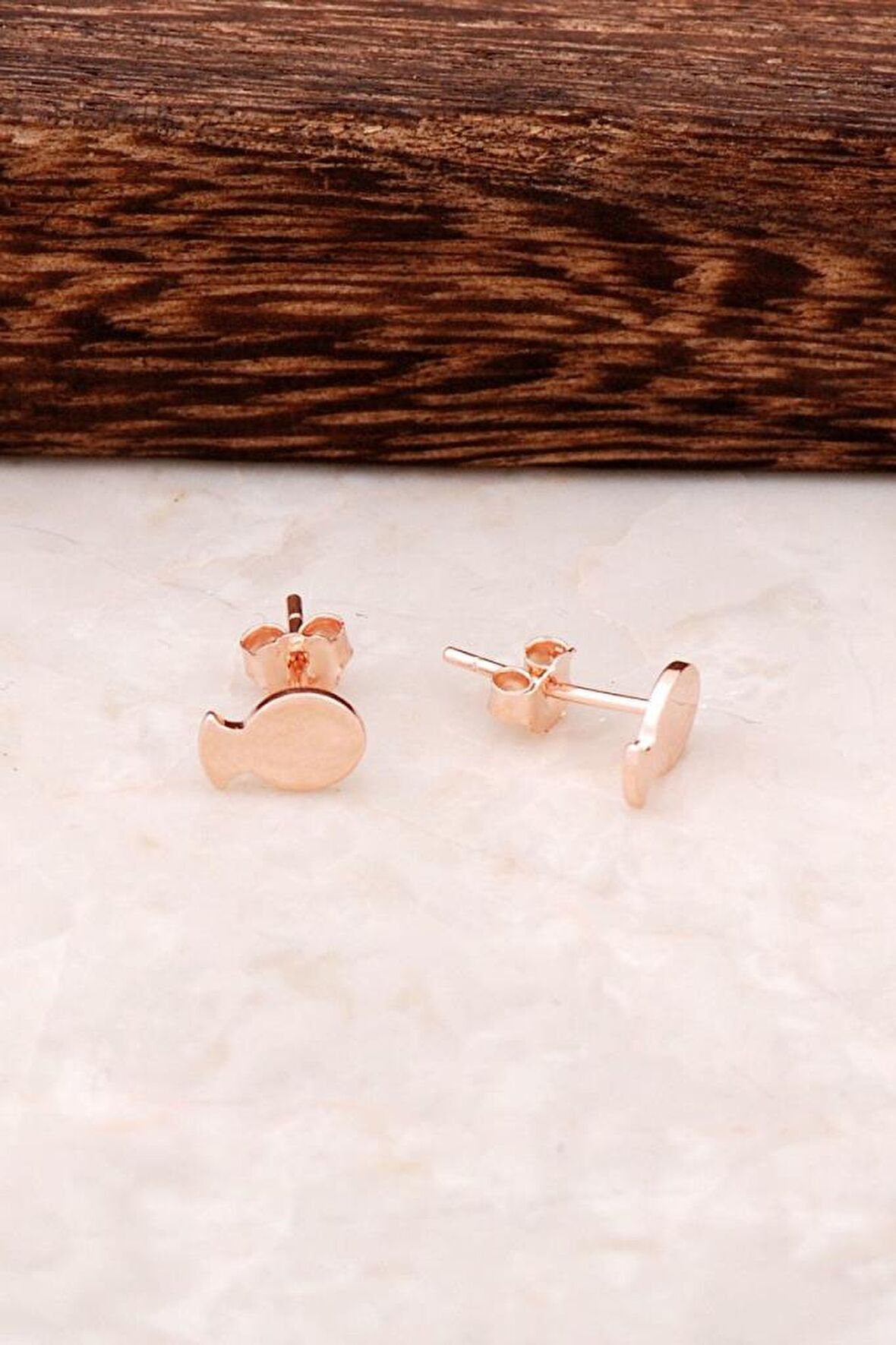 Balık Tasarım Rose Gümüş Mini Küpe 4347