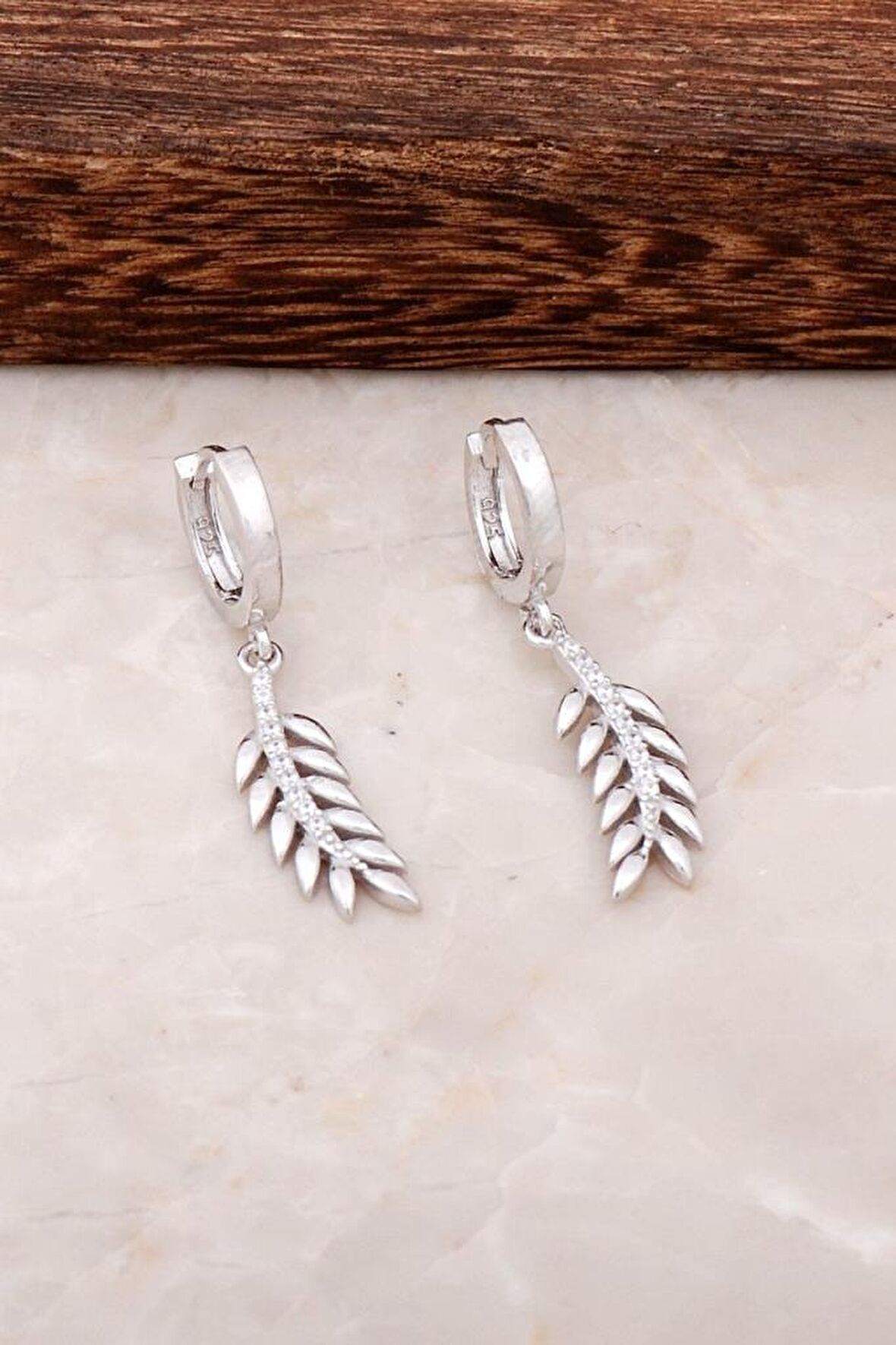 Başak Tasarımlı Gümüş Halka Küpe 4449