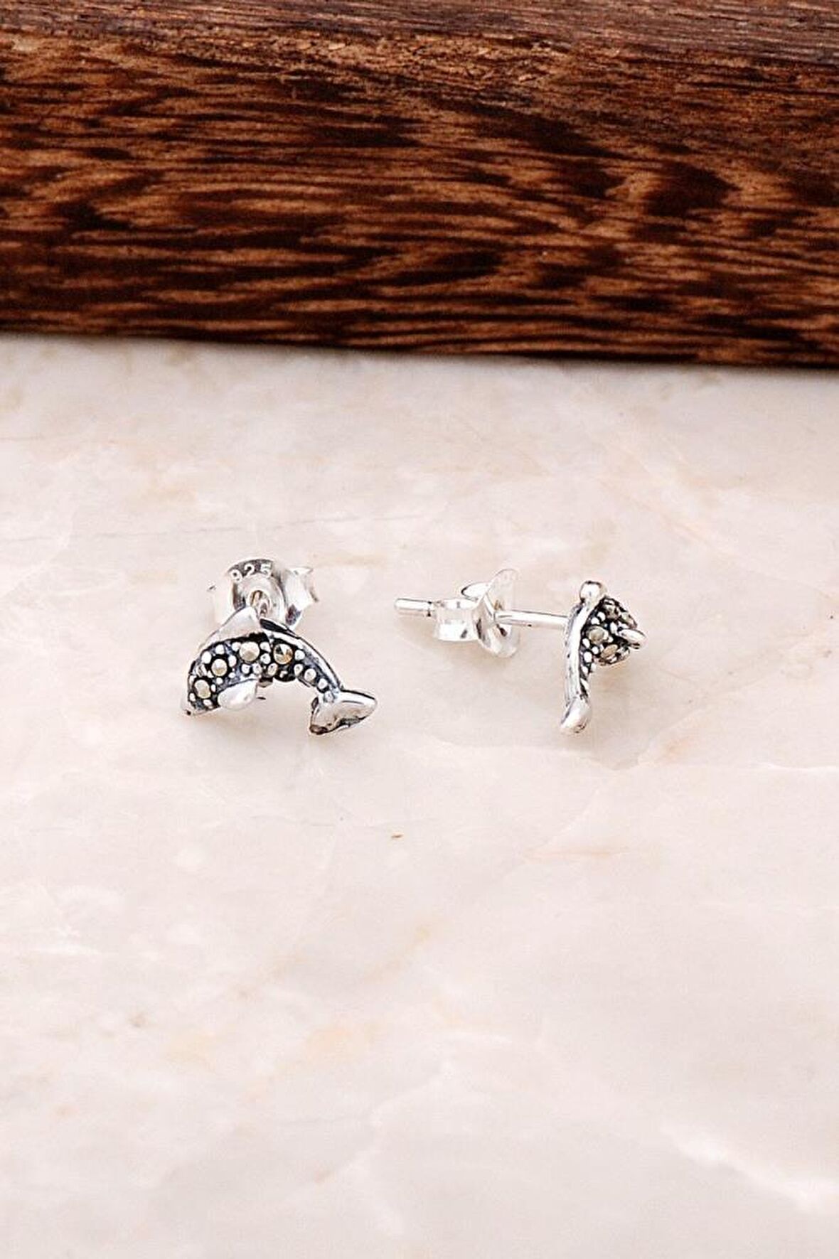 Balıklı Gümüş Küpe 4534