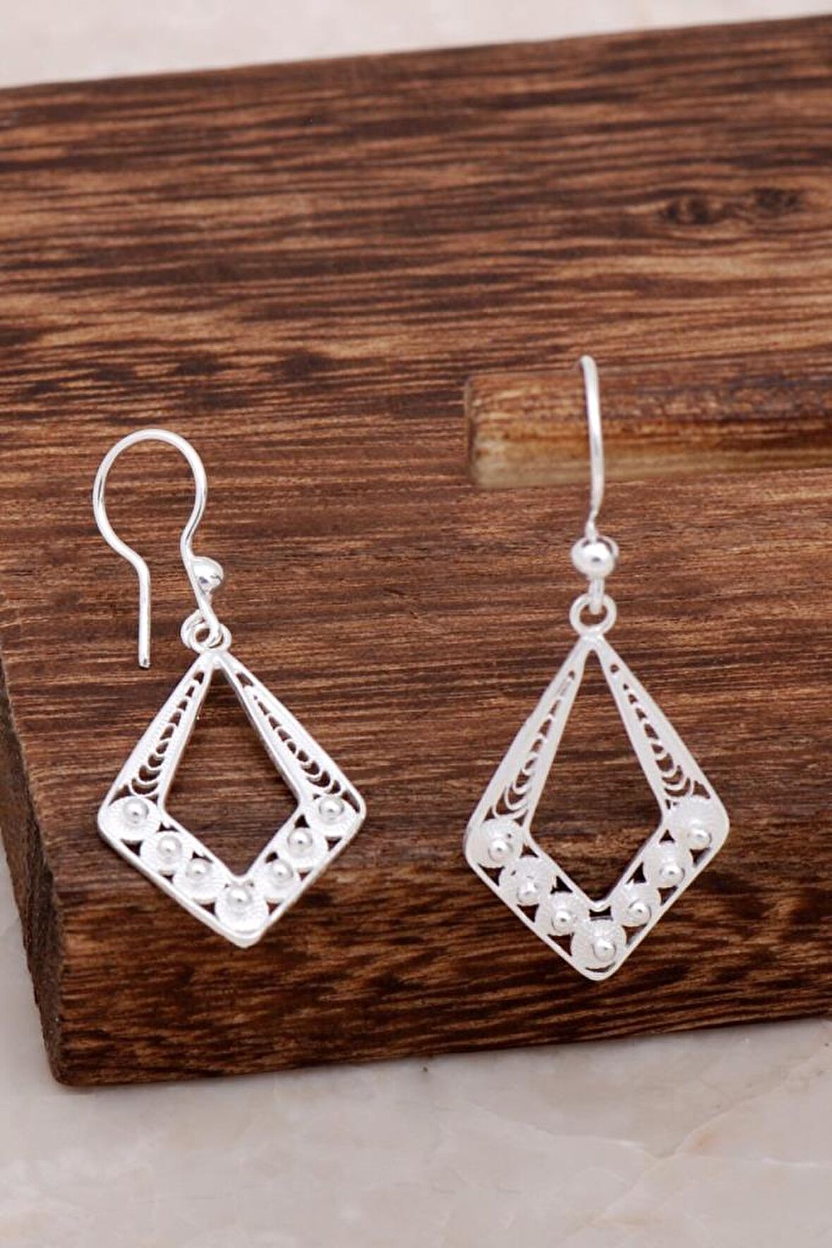 Telkari Tasarım Gümüş Küpe 4627