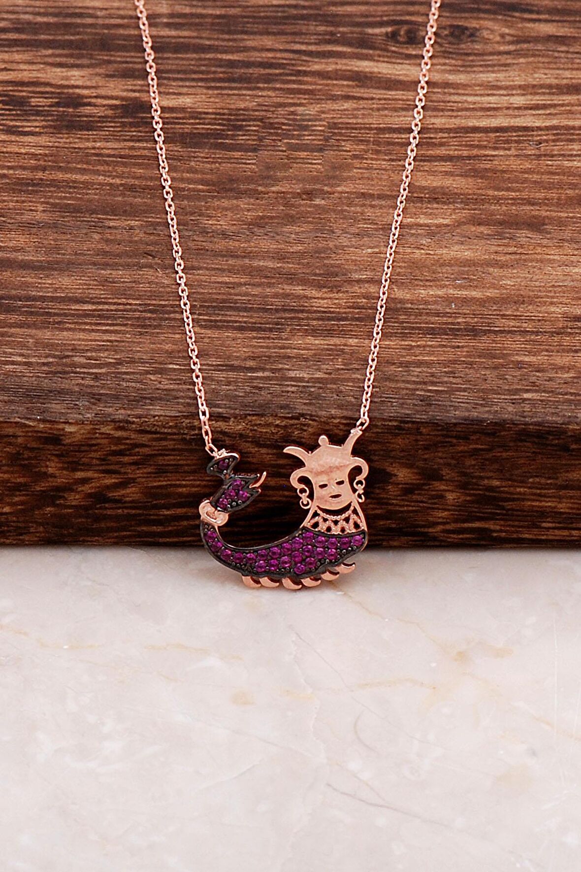 Rose Gümüş Şahmeran Kolye 6554