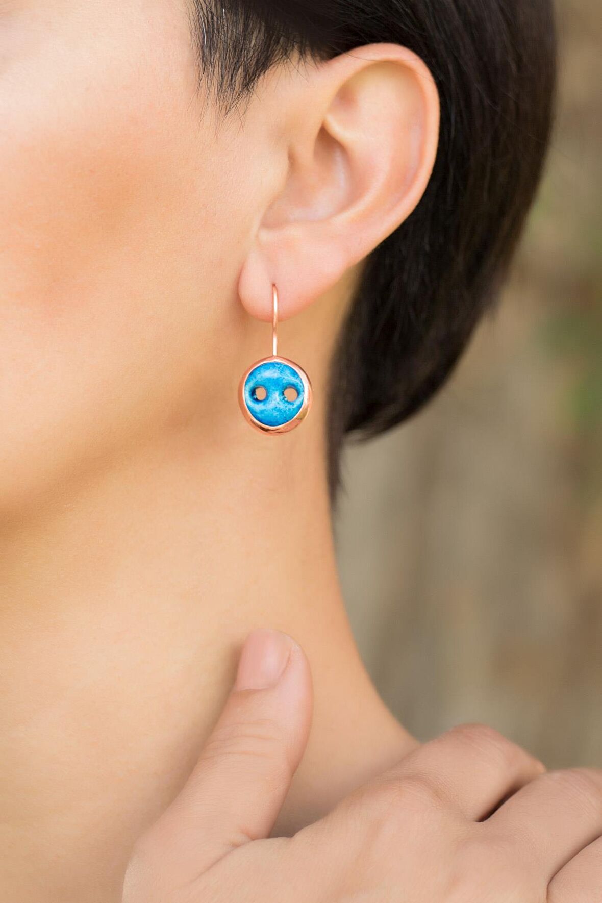 Süryani Nazar Boncuğu Rose Gümüş Küpe 4741