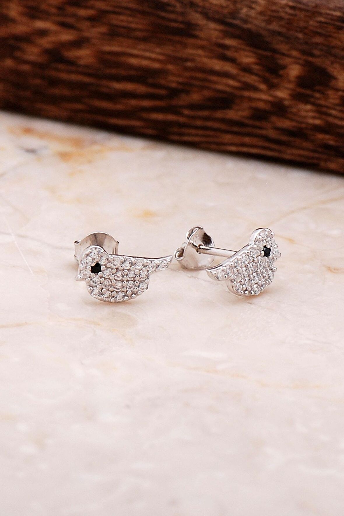 Kuşlu Gümüş Küpe 4818