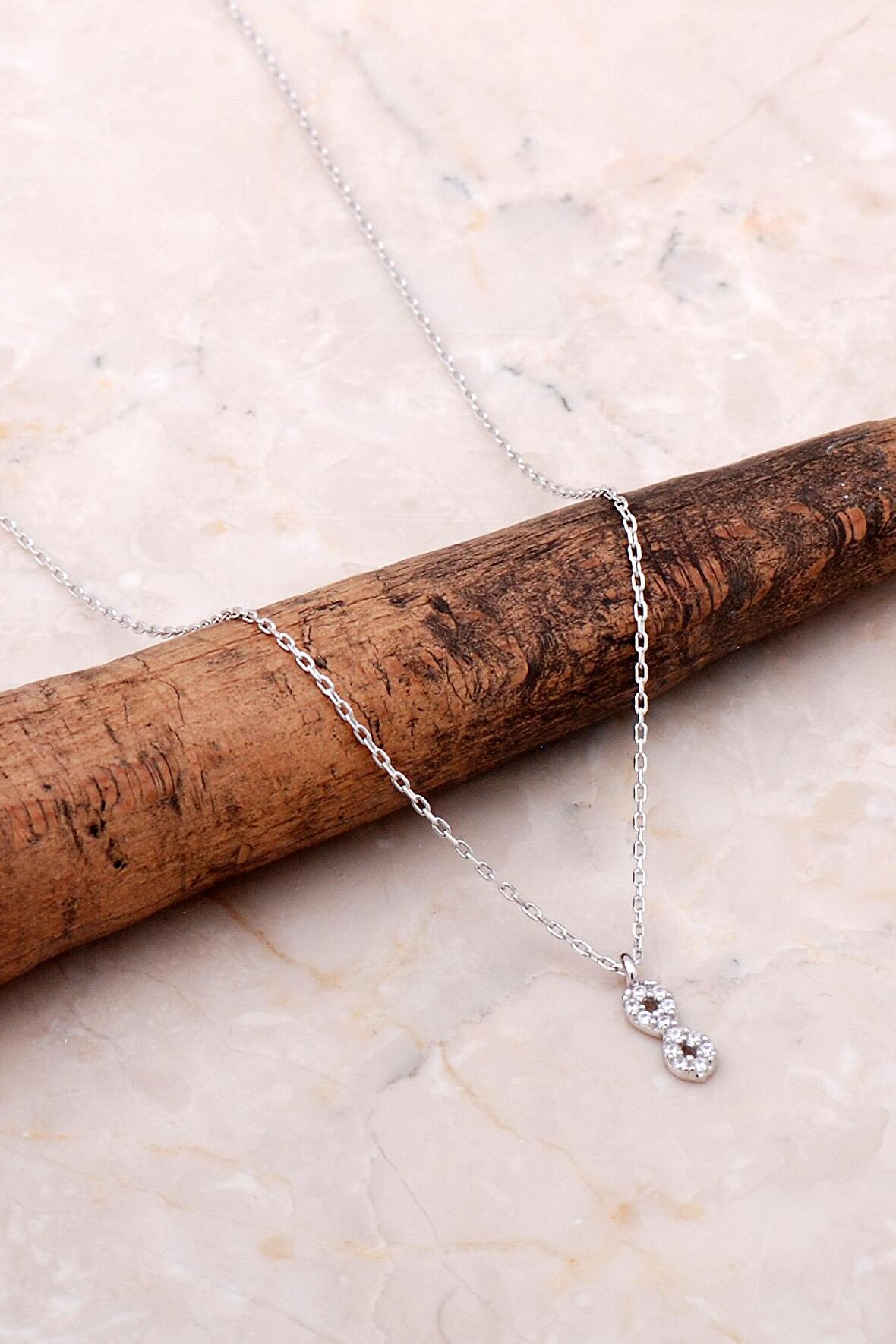 Rose Gümüş Mini Sonsuzluk Kolye 6998