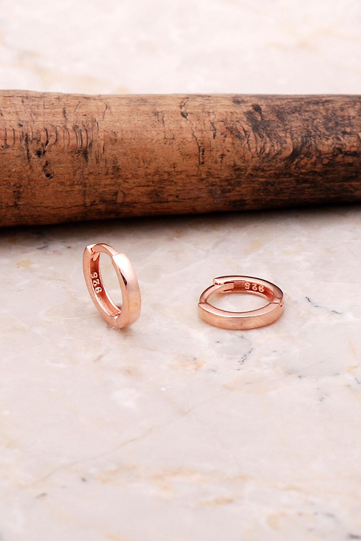 Rose Gümüş 12 Mm Halka Küpe 5145