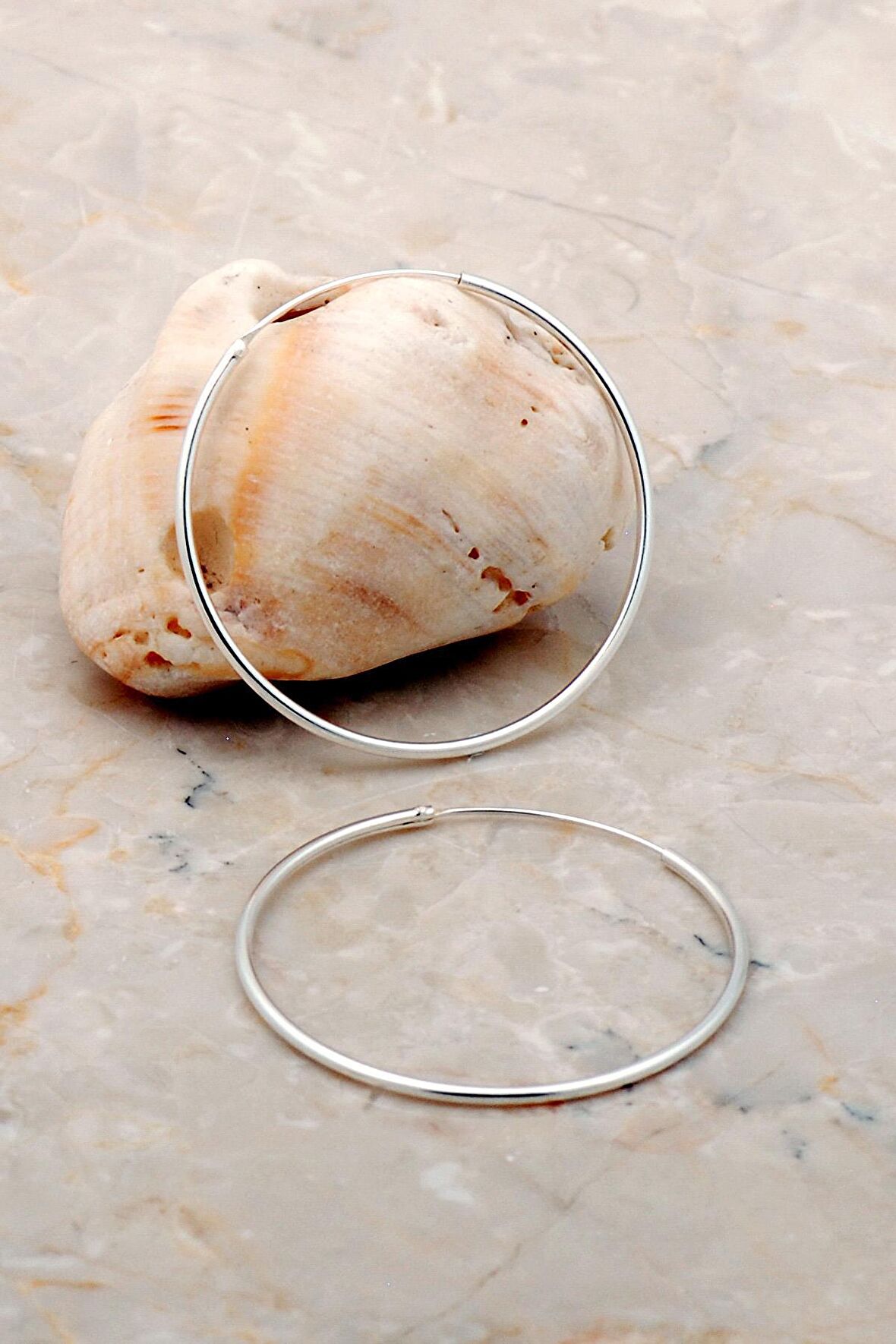 Şarnel 4 Cm Gümüş Halka Küpe 5251
