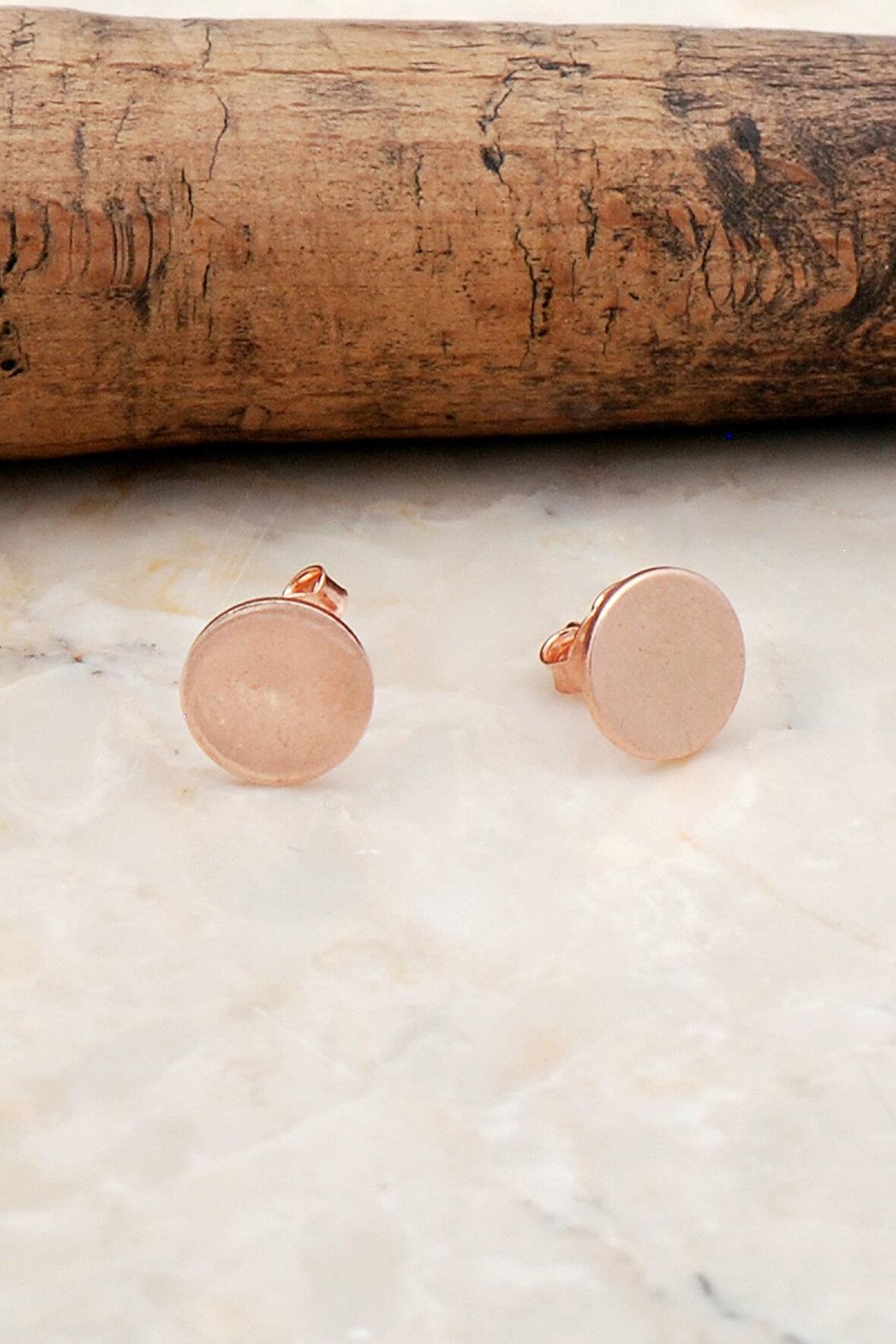 8 mm Plaka Rose Gümüş Küpe 5315