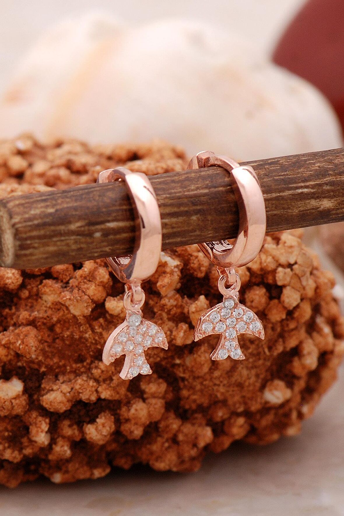 Martı Rose Tasarım Gümüş Küpe 5444