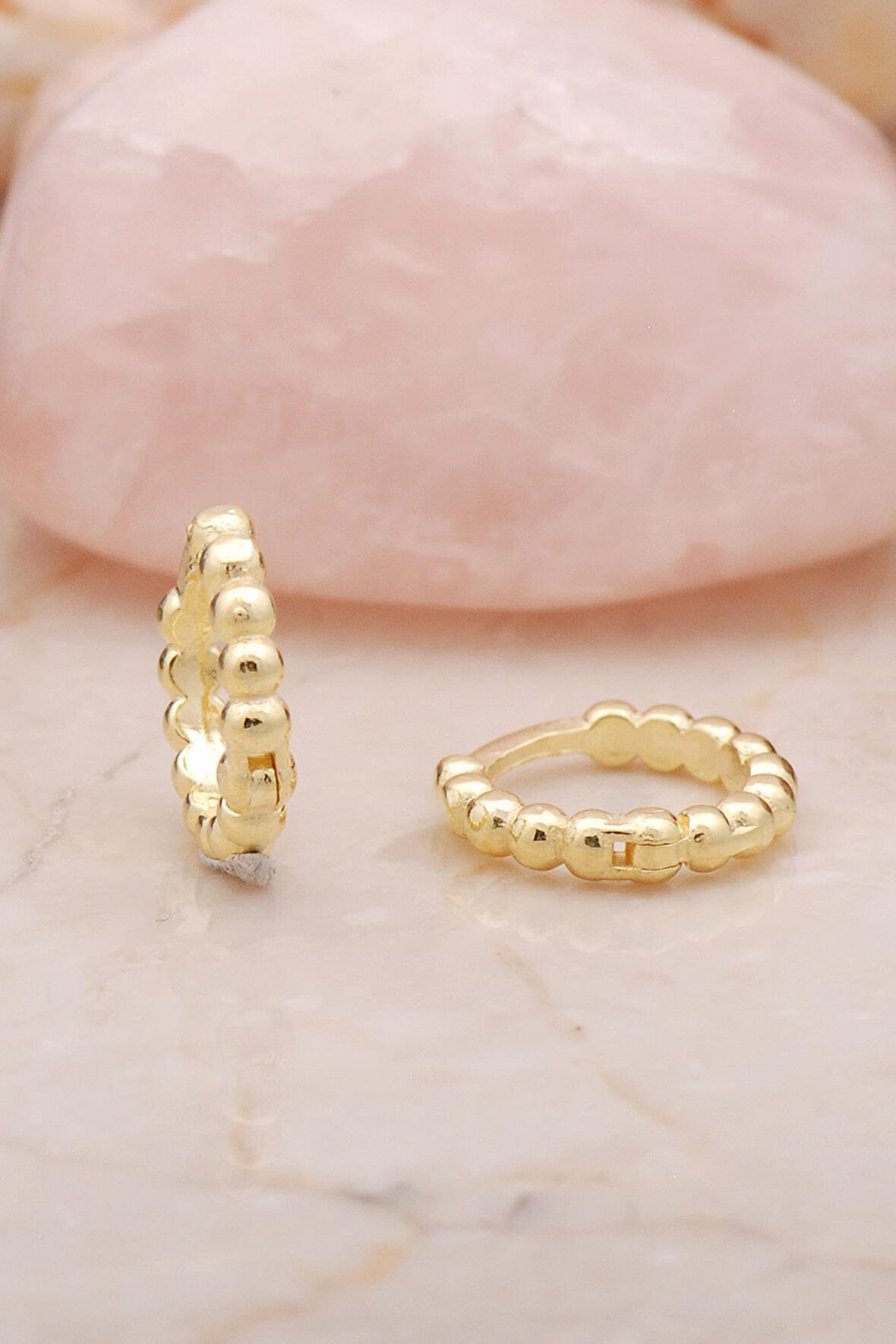 12 mm Toplu Halka Altın Yaldızlı Gümüş Küpe 5458