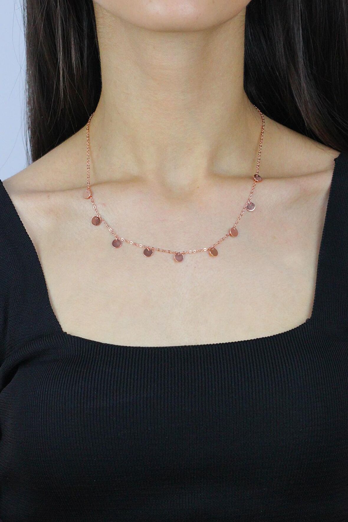 Pullu Rose Gümüş Kolye 7269