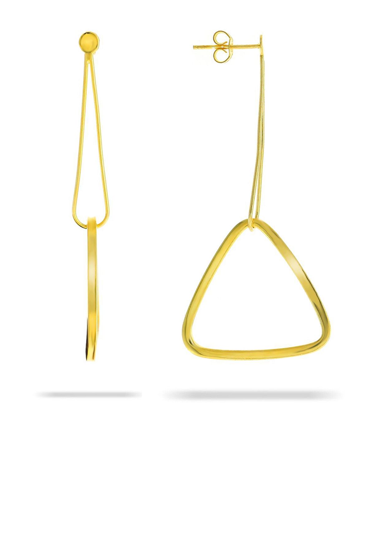 Üçgen Tasarım Altın Yaldızlı Gümüş Küpe 5501