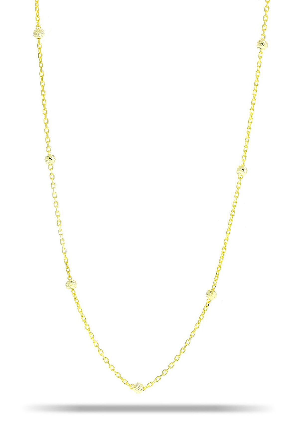 Dorissa Altın Yaldızlı 75 cm Gümüş Zincir Kolye 7320