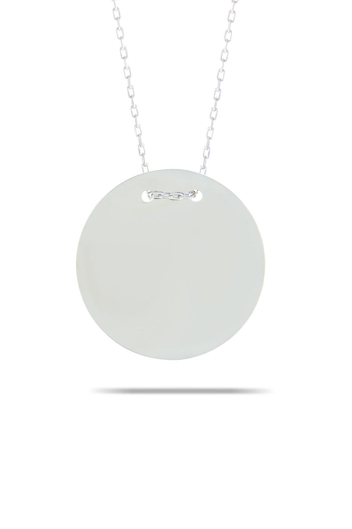 Rodyumlu Gümüş Plaka Kolye 7349