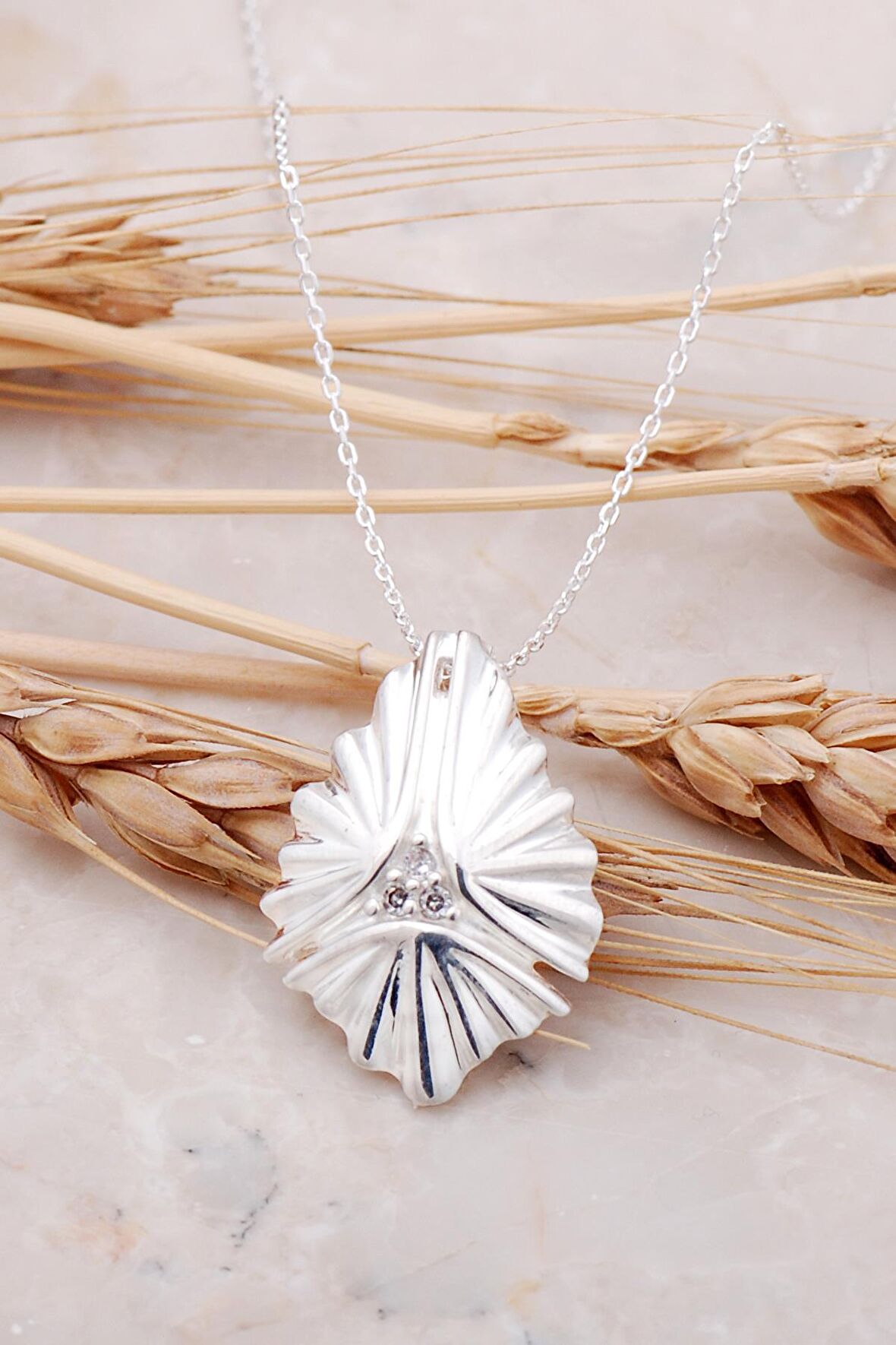 Taşlı Tasarım Gümüş Kolye 7475