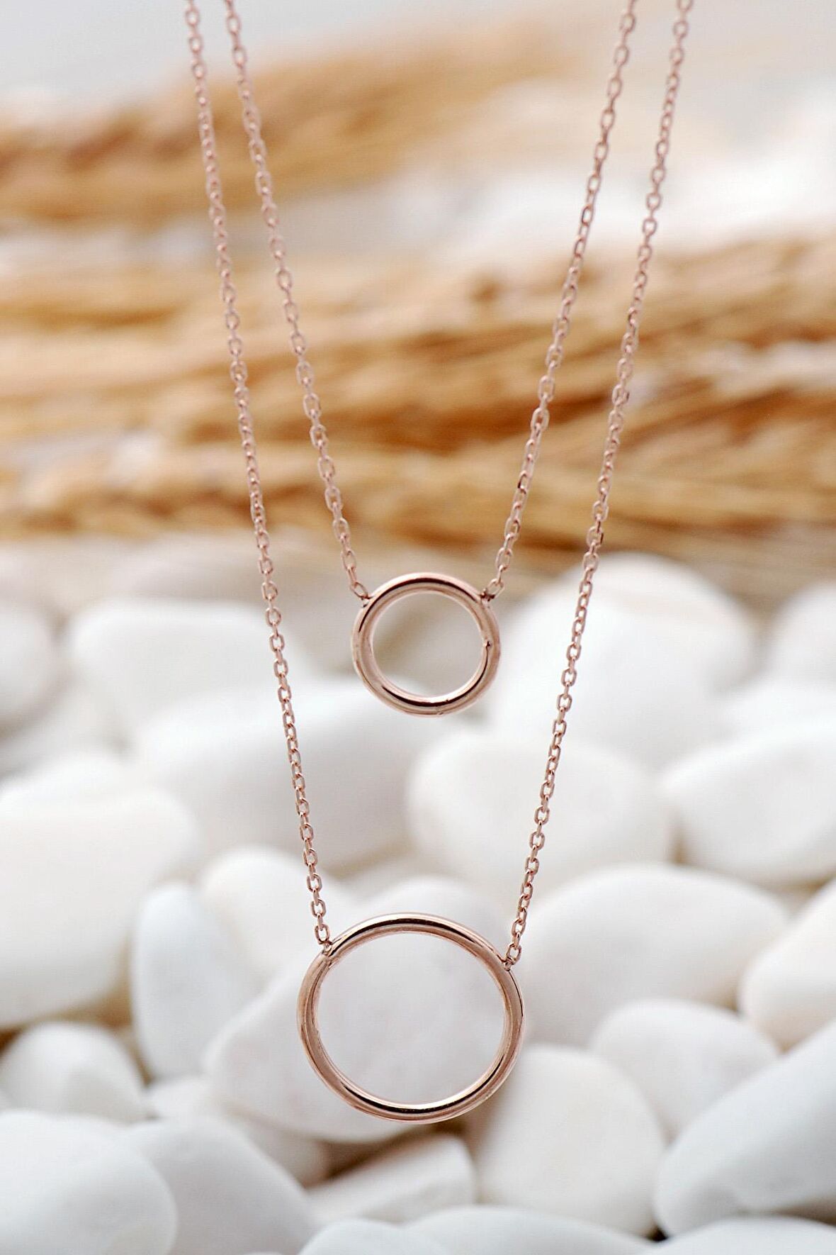 Halka Rose Gümüş Trend Kolye 7612