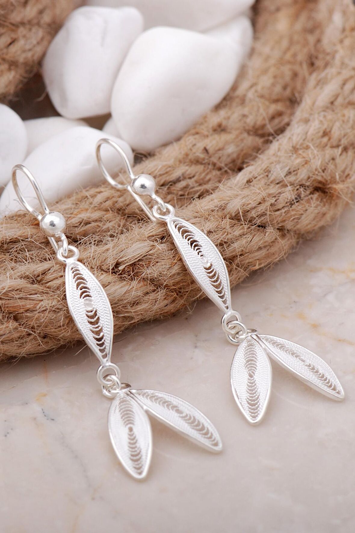 Tasarım Telkari Elişi Gümüş Küpe 5714