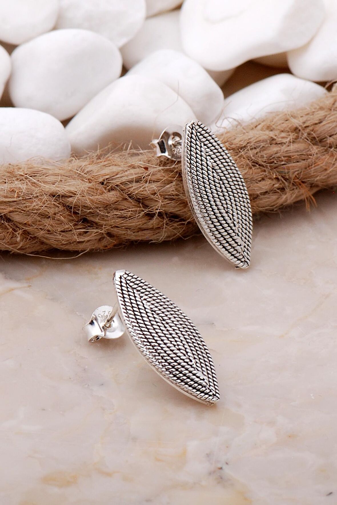 Yaprak Telkari Elişi Gümüş Küpe 5790