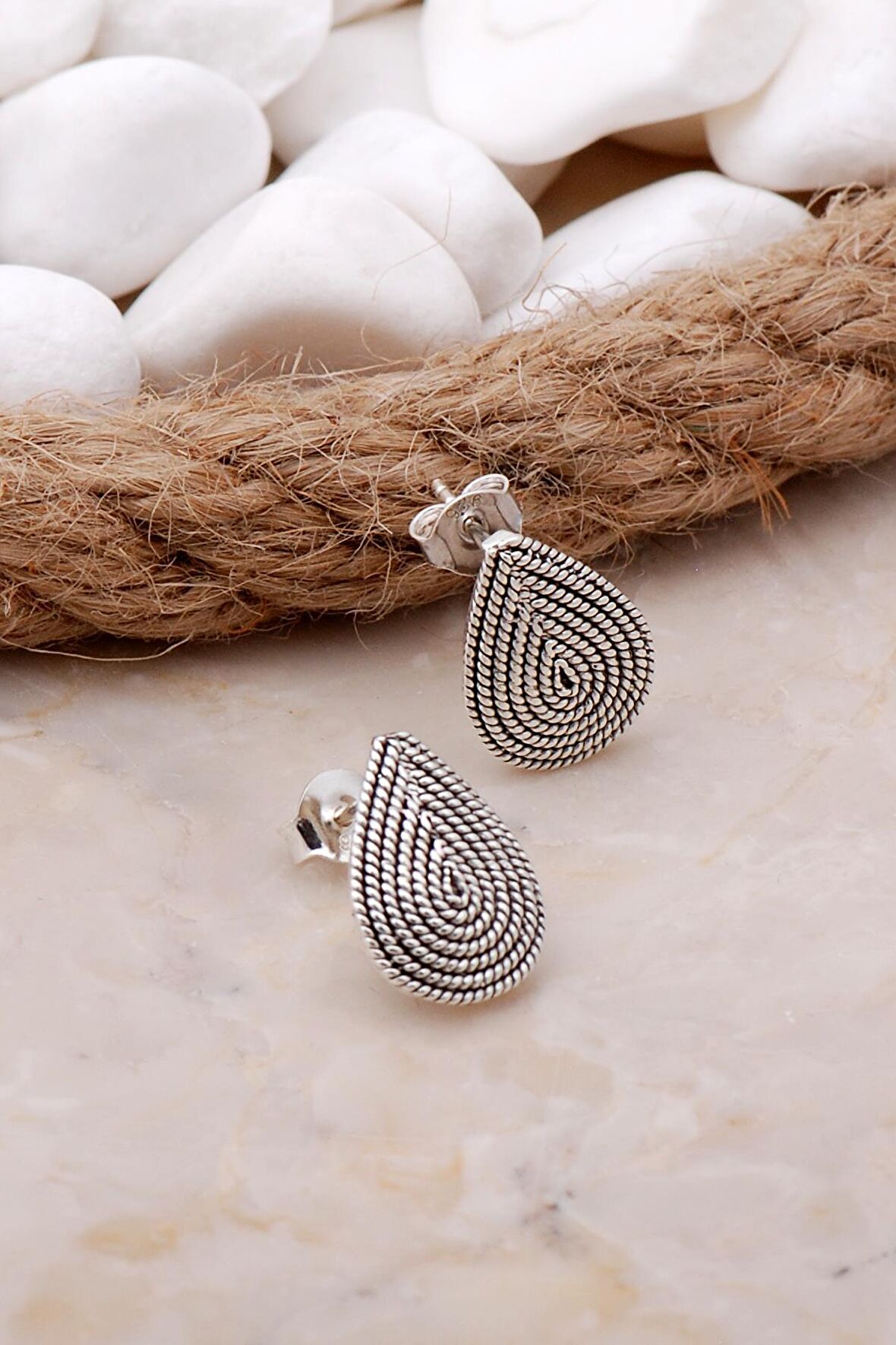 Damla Telkari Elişi Gümüş Küpe 5792