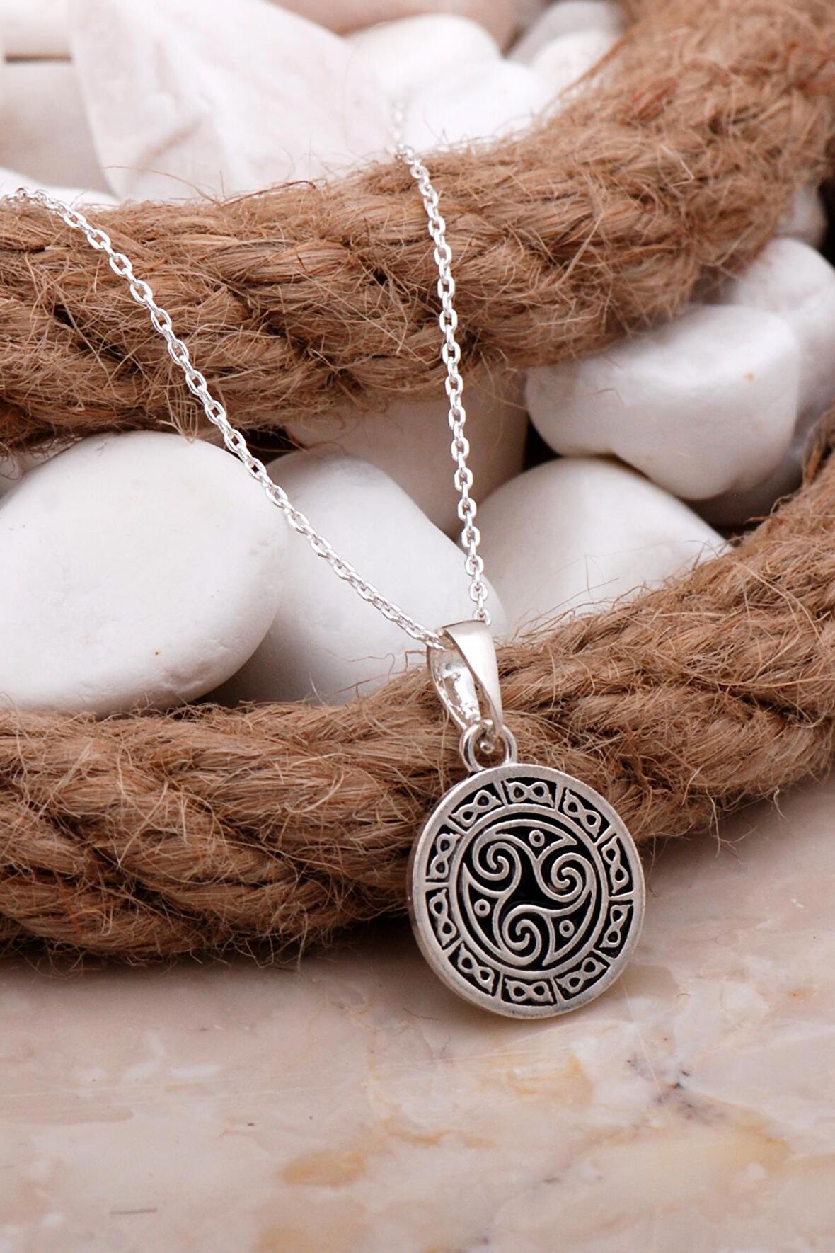 Anadolu Motifli Tasarım Gümüş Kolye 7792