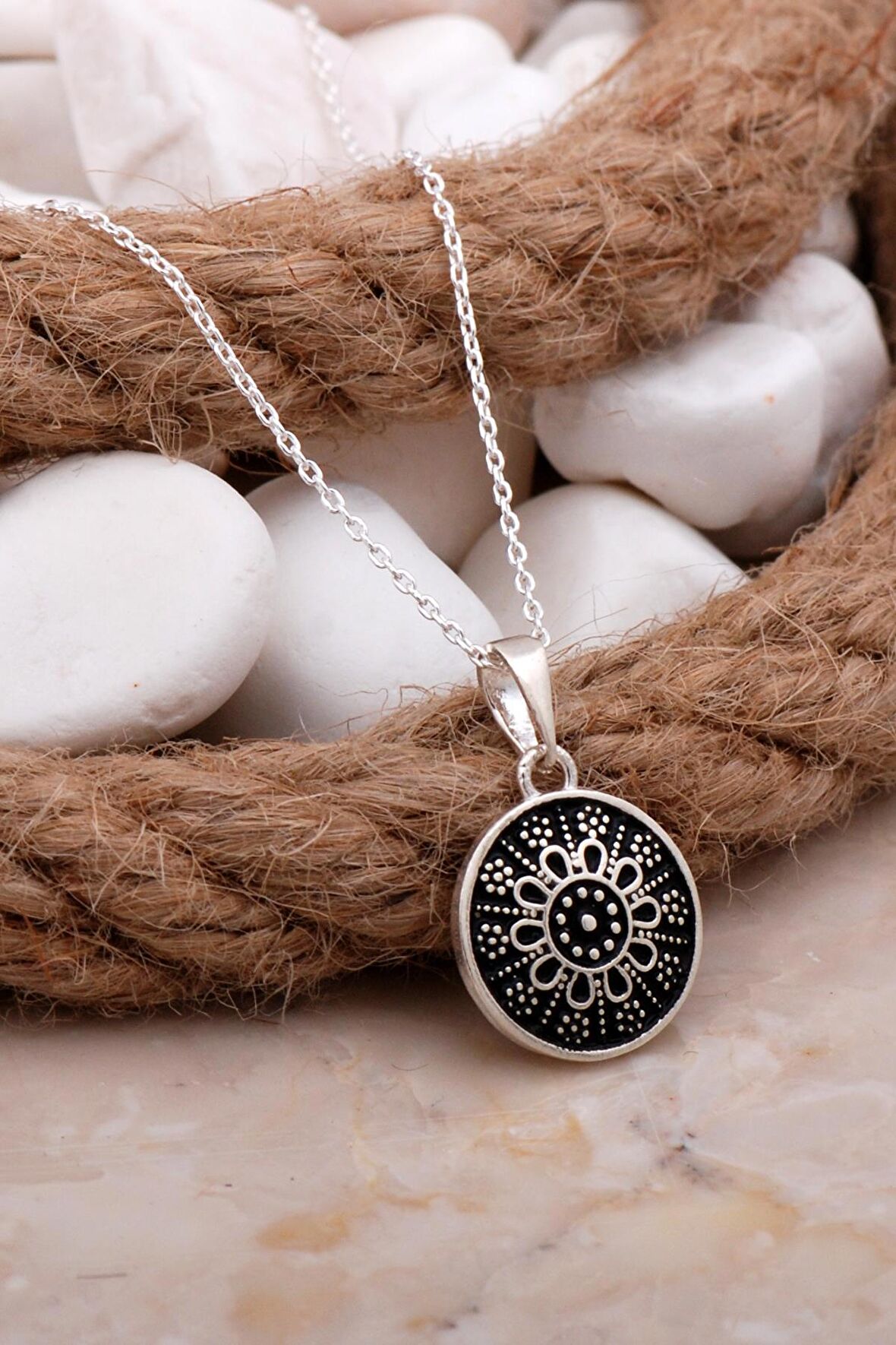 Anadolu Motifli Tasarım Gümüş Kolye 7793