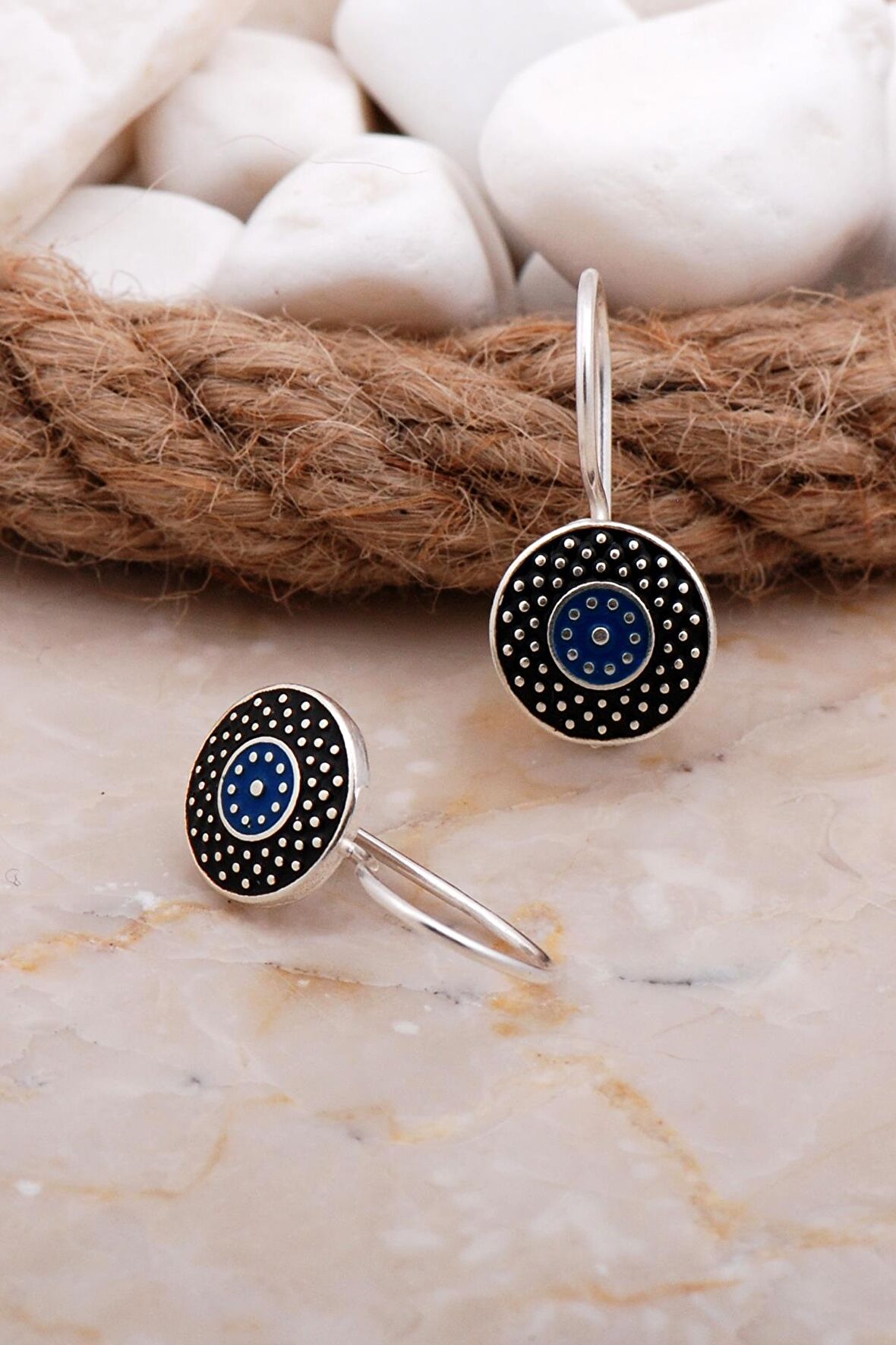 Mineli Elişi Gümüş Küpe 5906