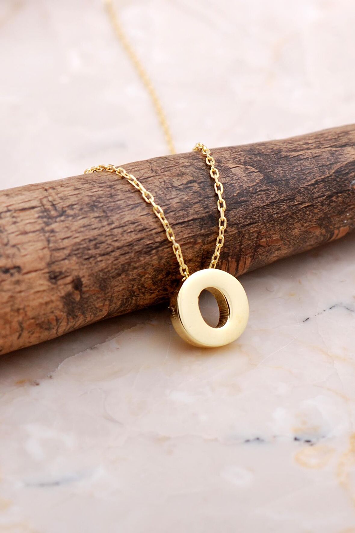 O Harfi Altın Kaplama Gümüş Kolye 7885