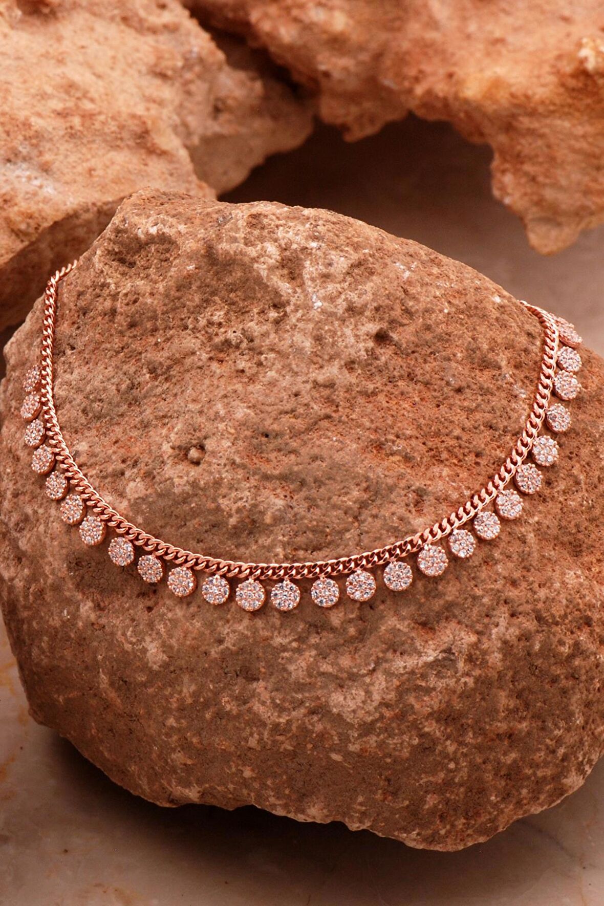 Gurmet Sıra Taşlı Rose Gümüş Halhal 350