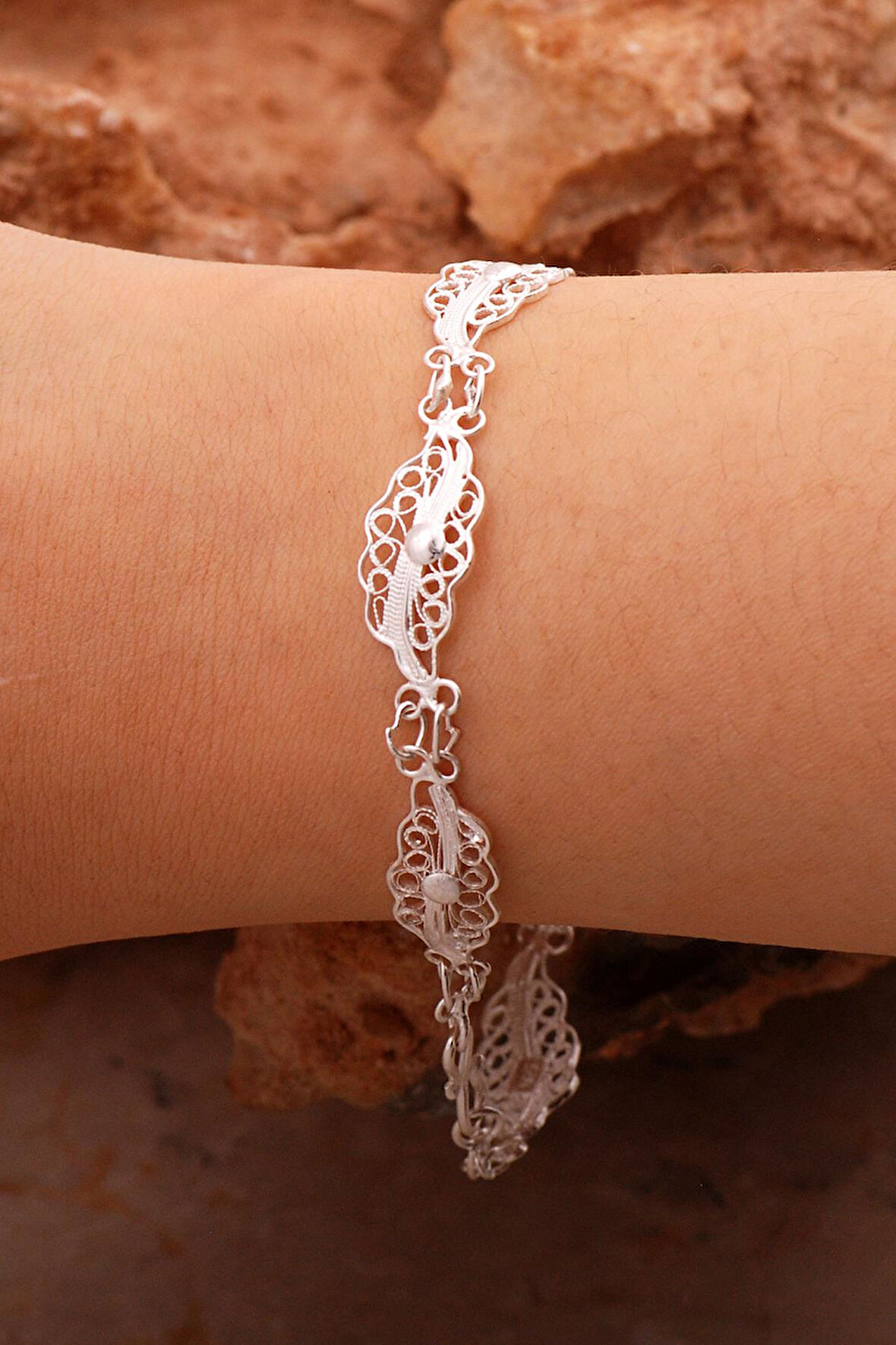 Telkari İşlemeli Gümüş Bileklik 4406