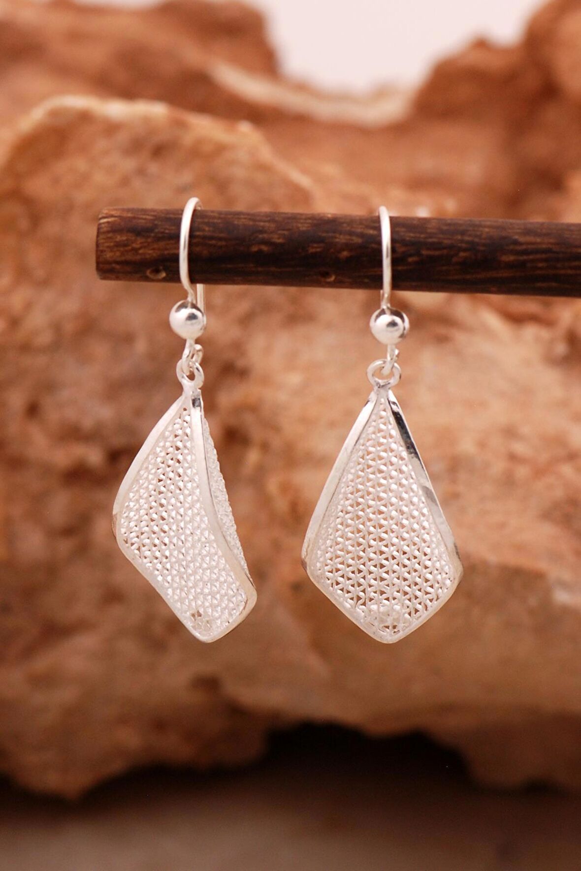 Telkari Tasarım Elişi Gümüş Küpe 6164