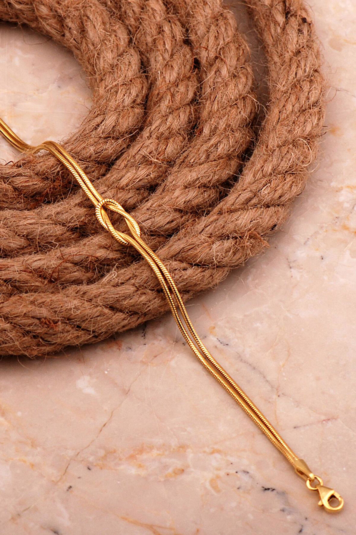 Düğüm Altın Kaplama Unisex Gümüş Bileklik 4437