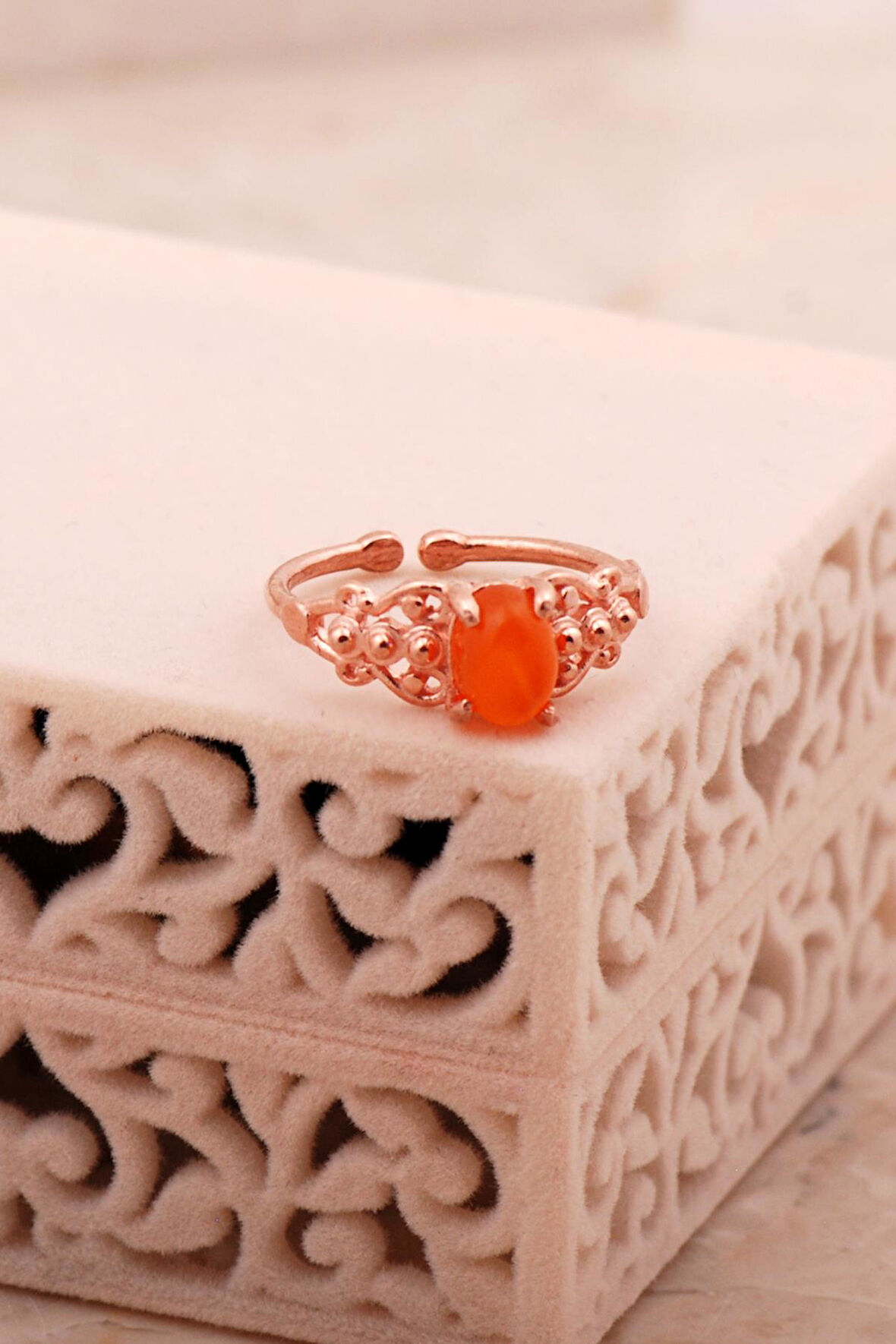 Akik Rose Gümüş Tasarım Yüzük 5778