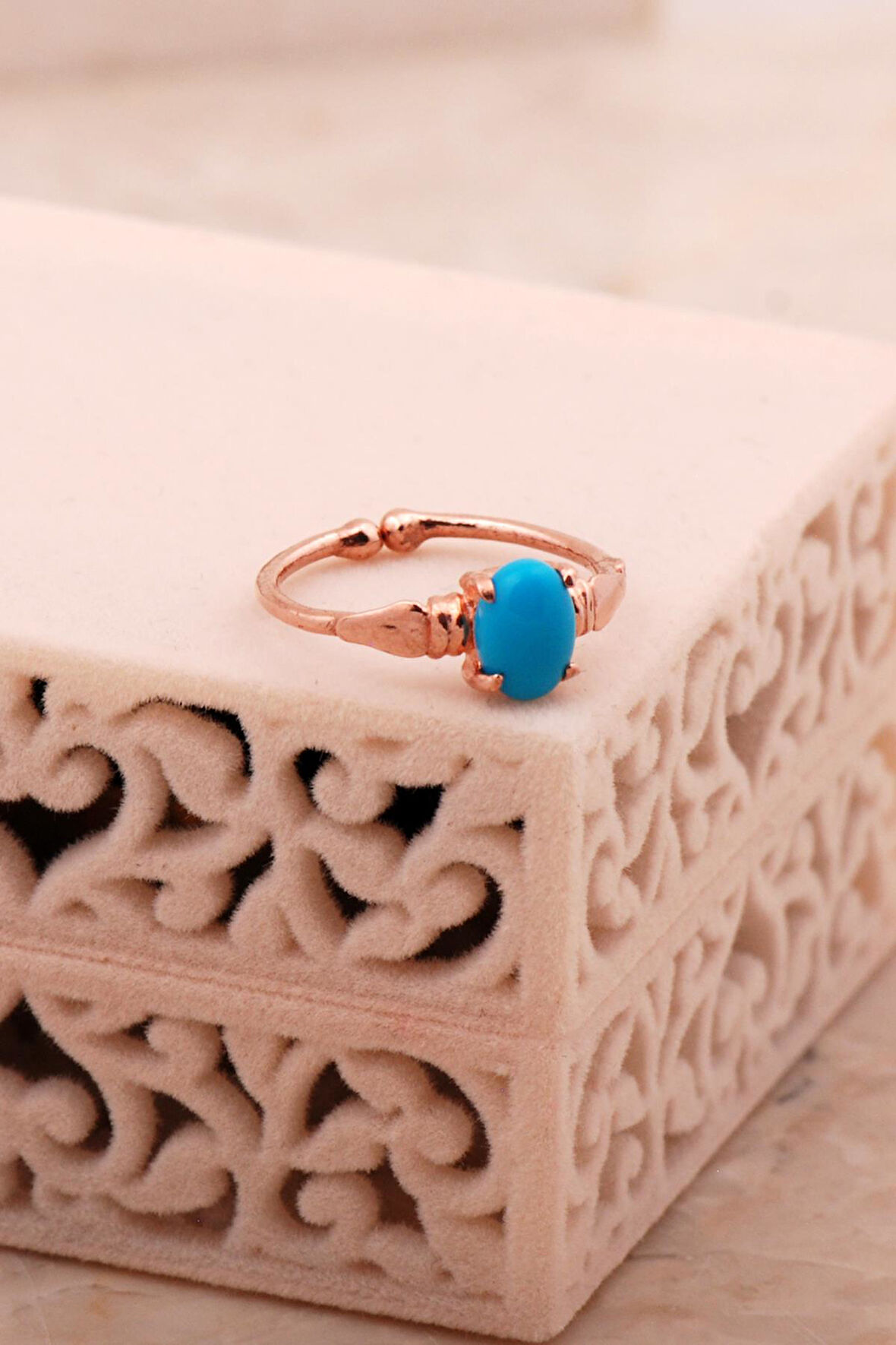 Firuze Rose Gümüş Tasarım Yüzük 5787