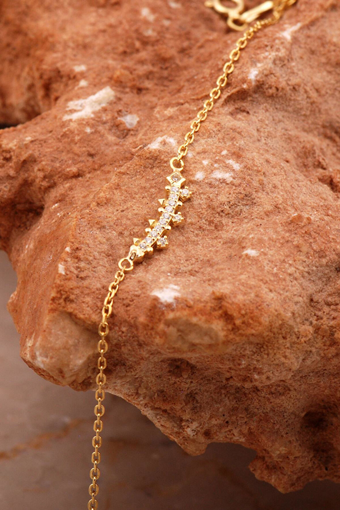 Ritim Tasarım Mini Altın Yaldızlı Gümüş Bileklik 4634